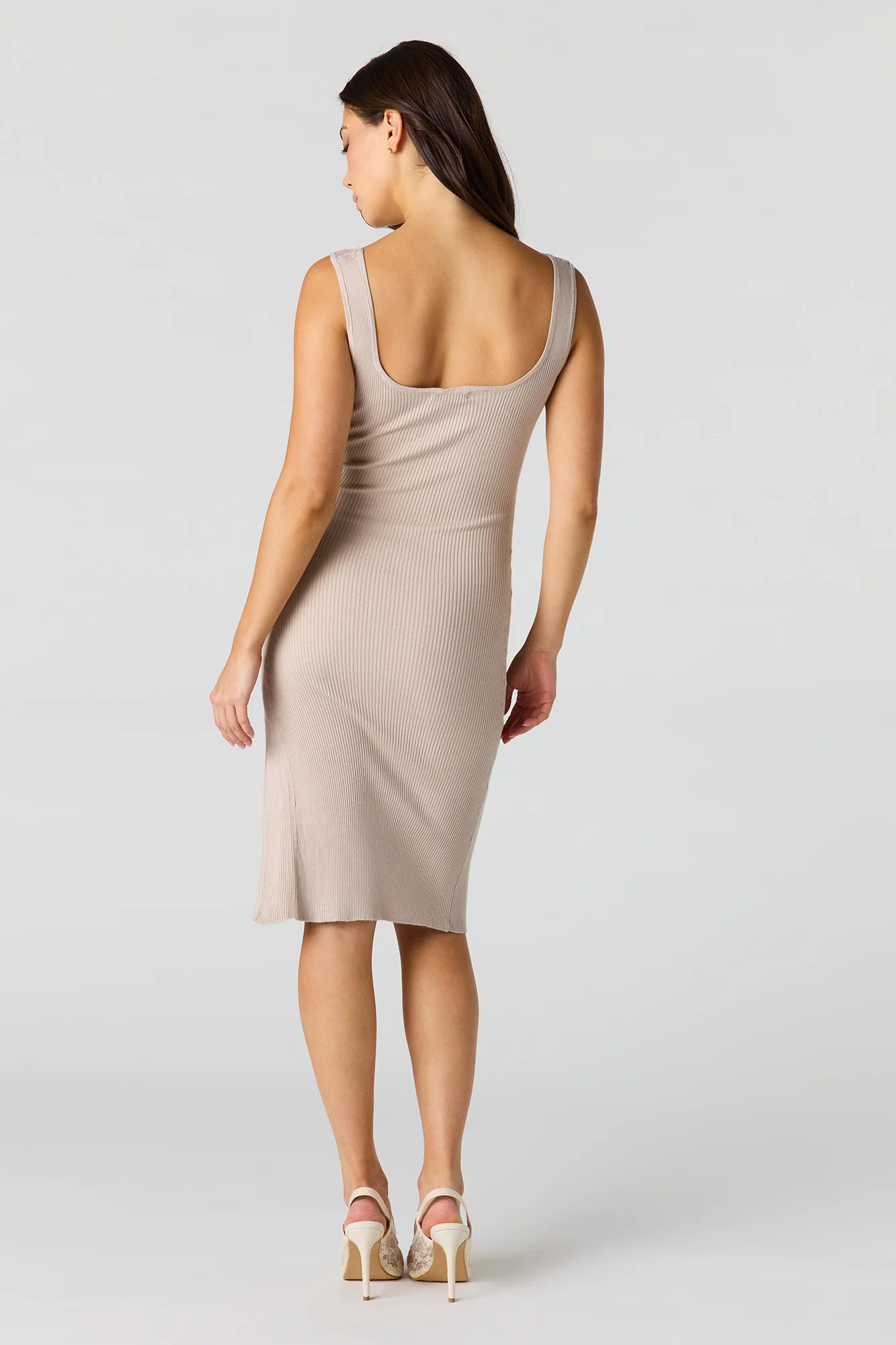 Ribbed Knit Button Side Midi Dress - Image 12