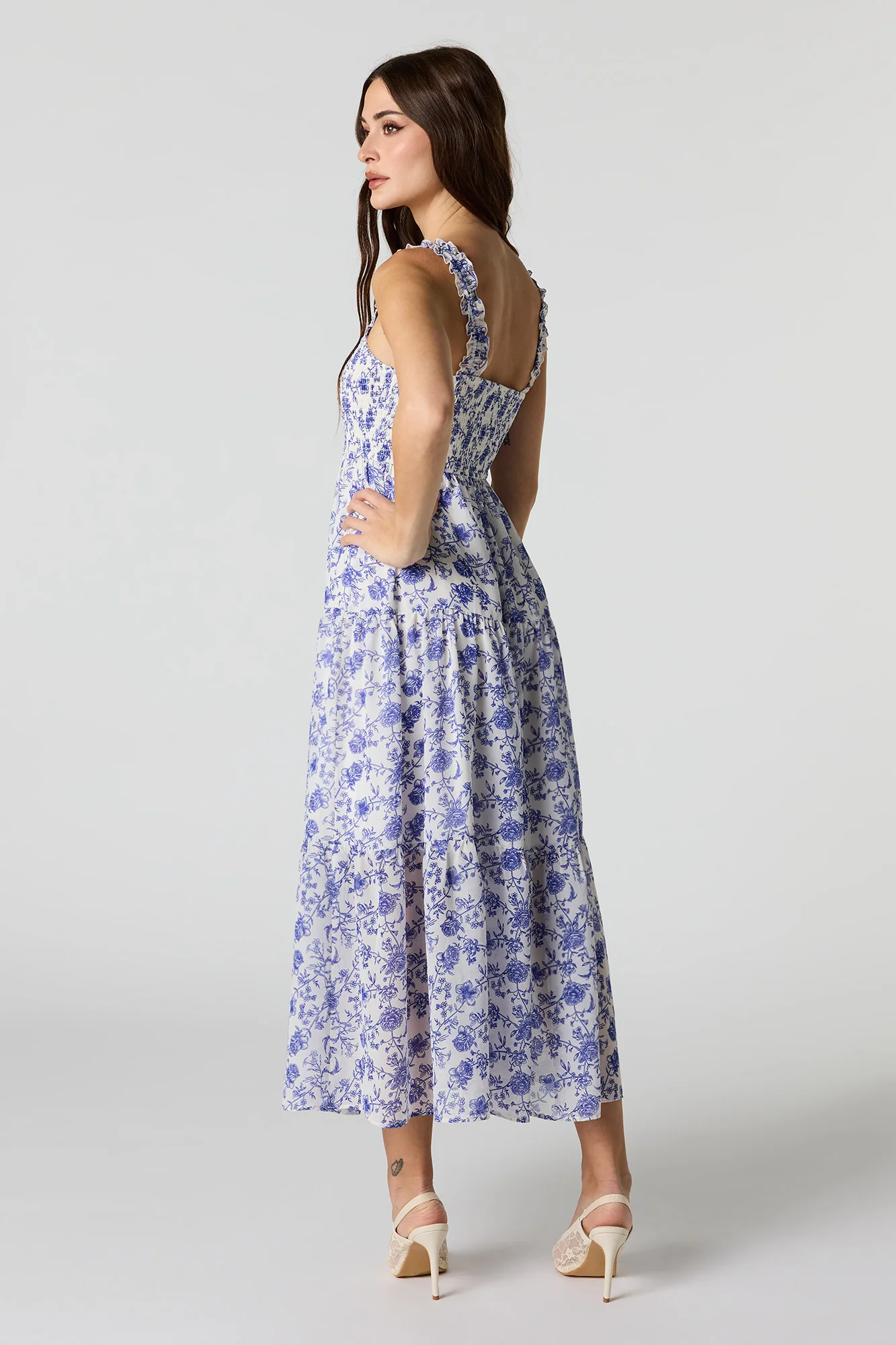 Floral Chiffon Tiered Maxi Dress - Image 3