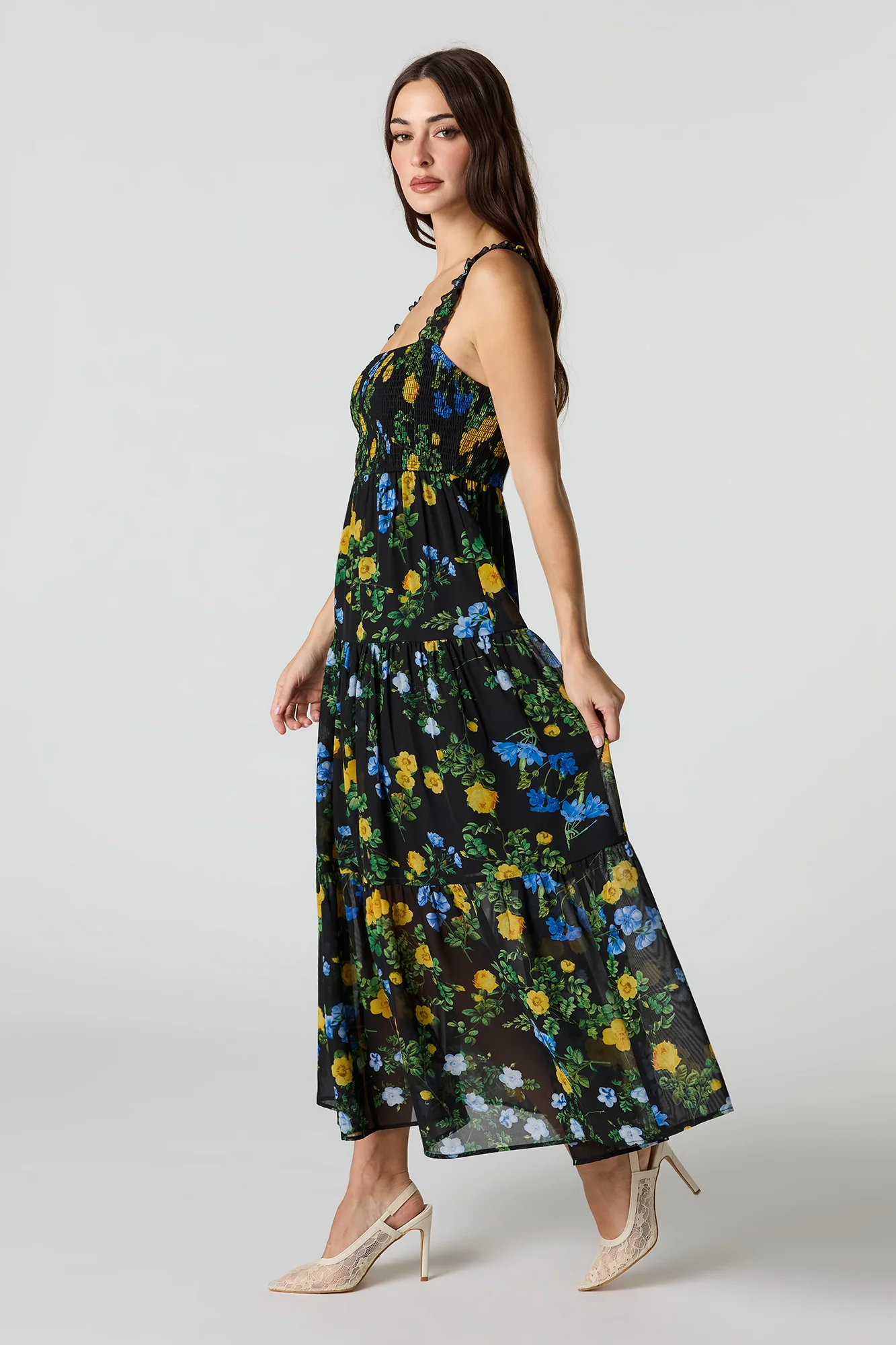 Floral Chiffon Tiered Maxi Dress - Image 5