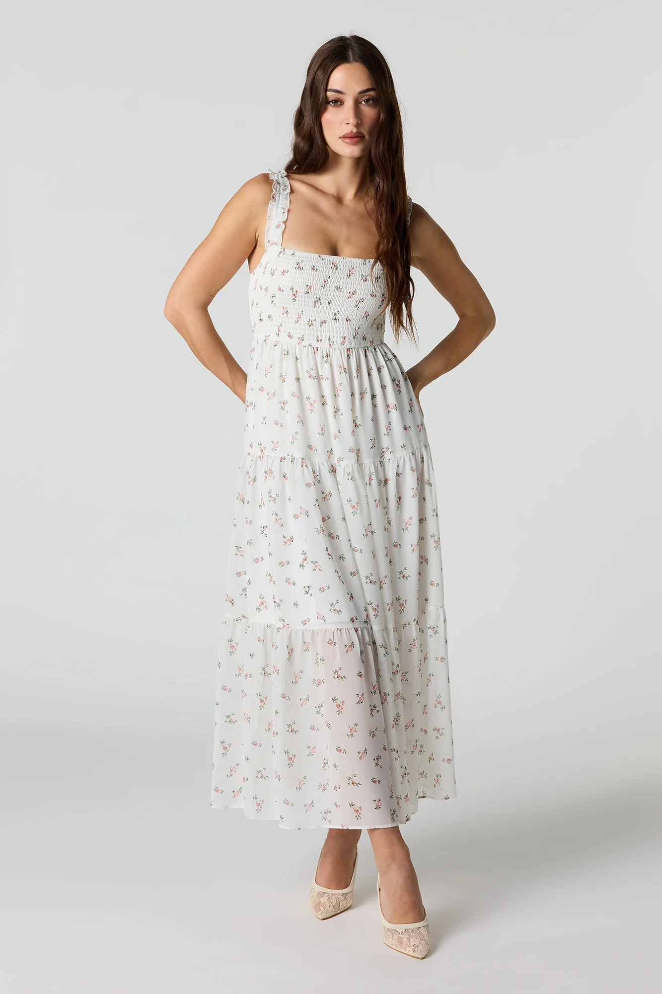 Floral Chiffon Tiered Maxi Dress - Image 7