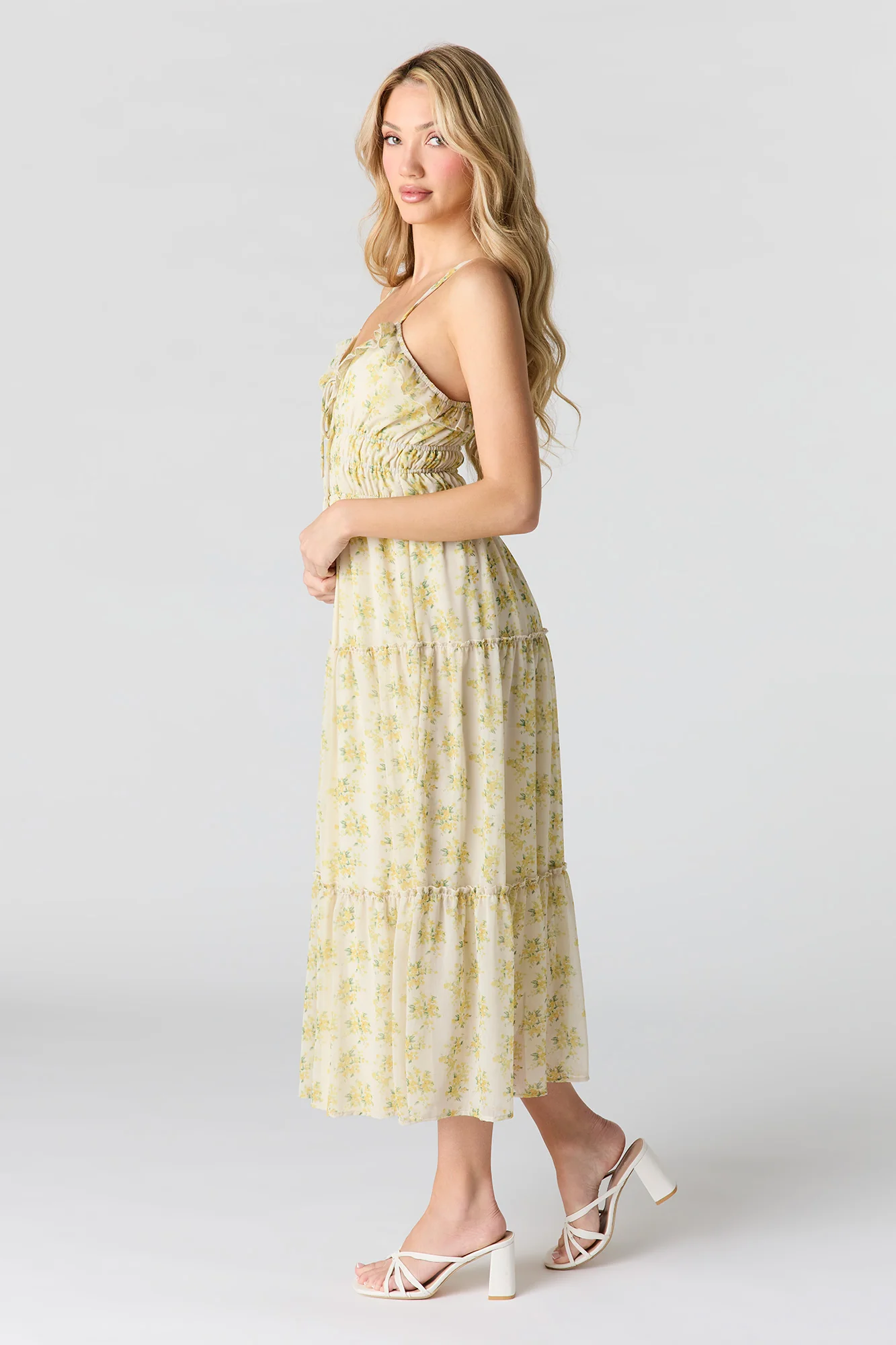 Floral Chiffon Tiered Midi Dress - Image 2