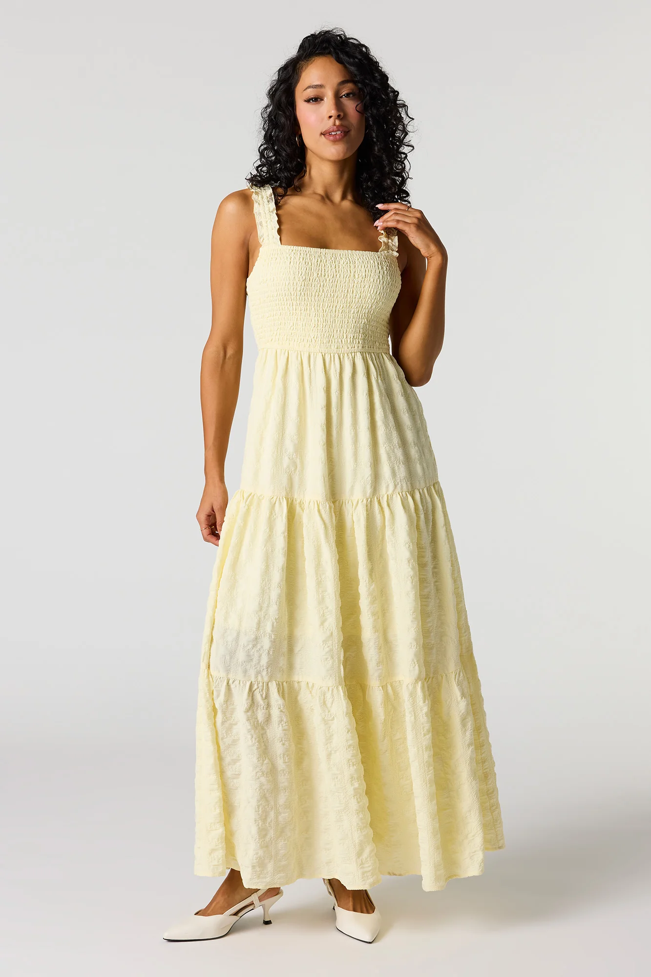 Smocked Ruffle Strap Tiered Maxi Dress