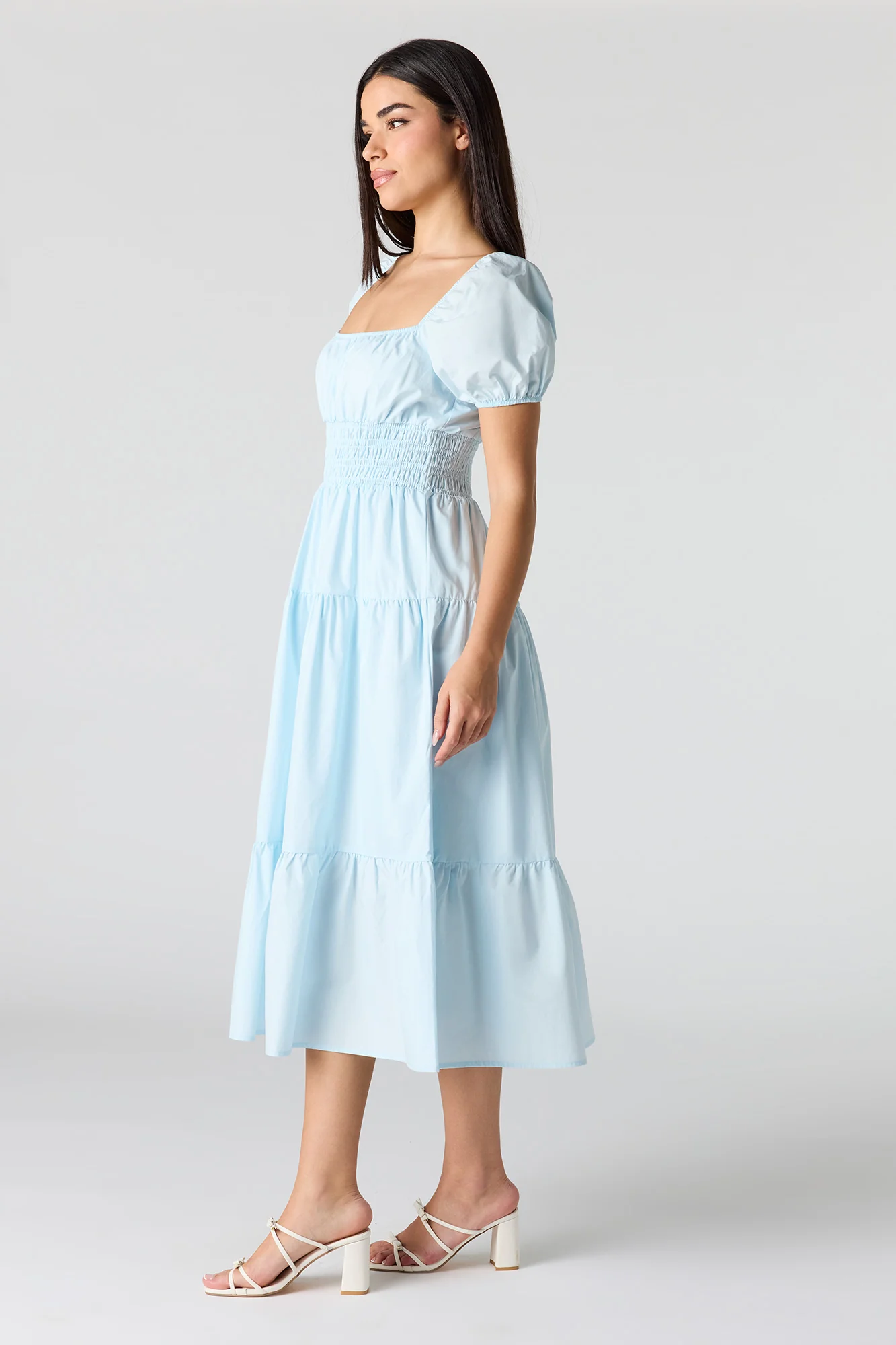 Puff Sleeve Tiered Midi Dress - Image 11