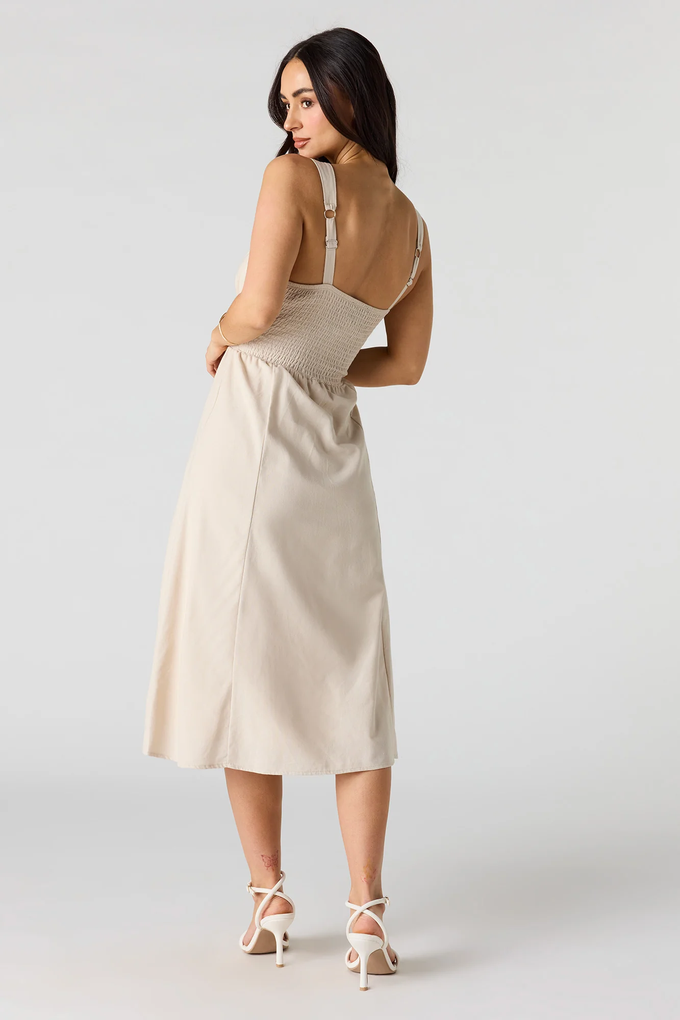 Linen-Blend Midi Dress - Image 9