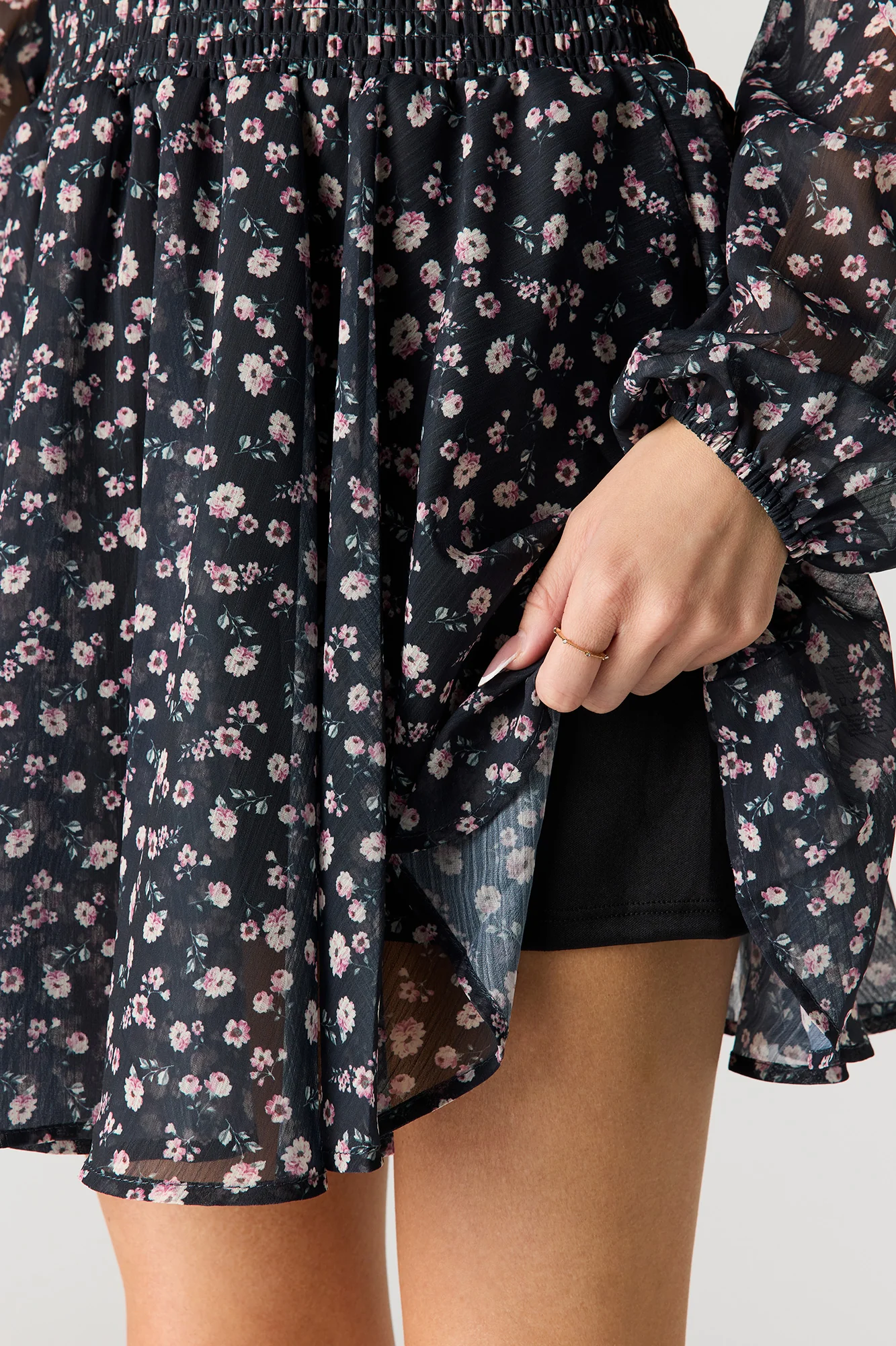 Chiffon Off Shoulder Long Sleeve Mini Dress - Image 16