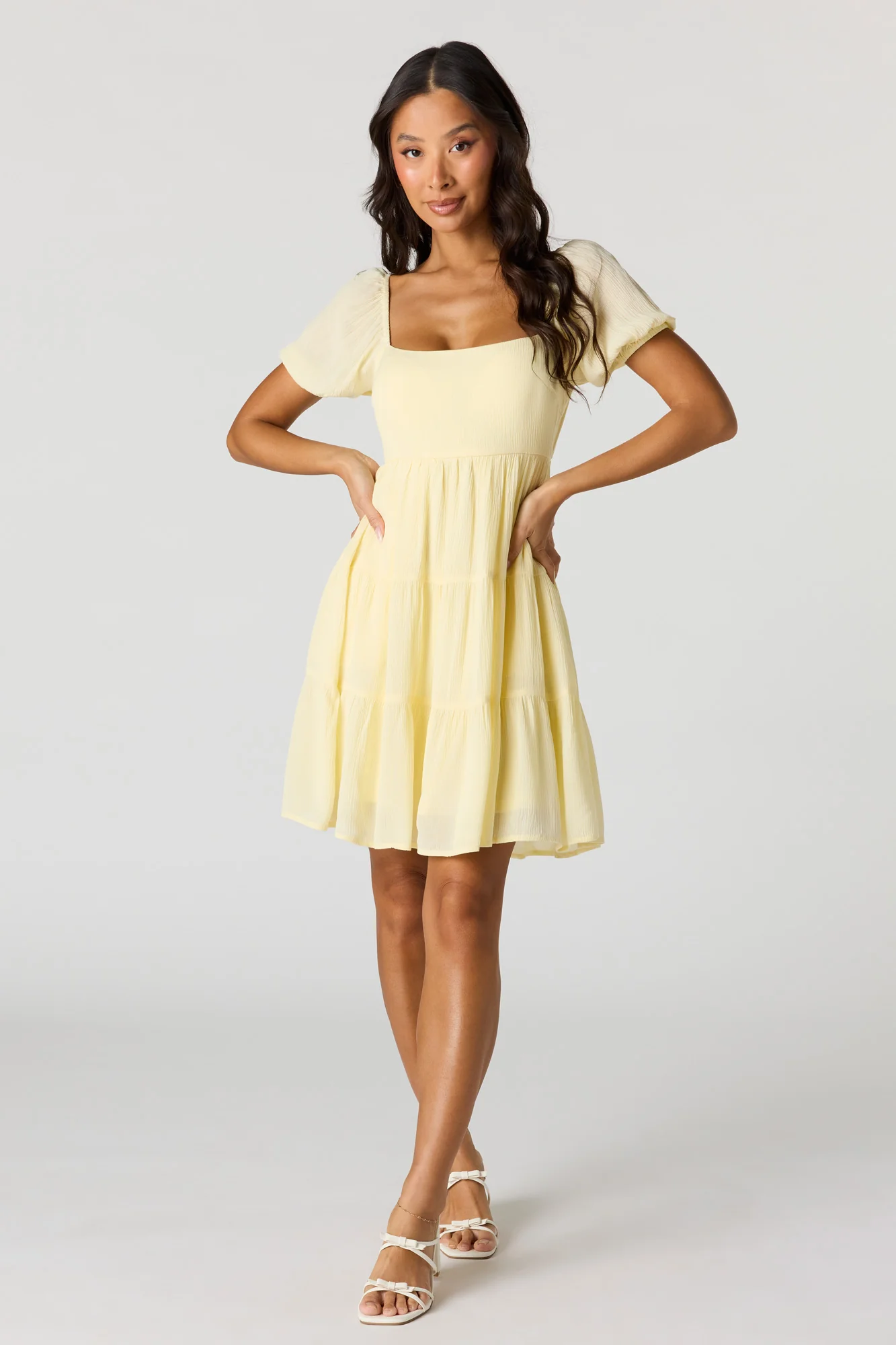 Braless Tie Back Tiered Mini Dress - Image 15
