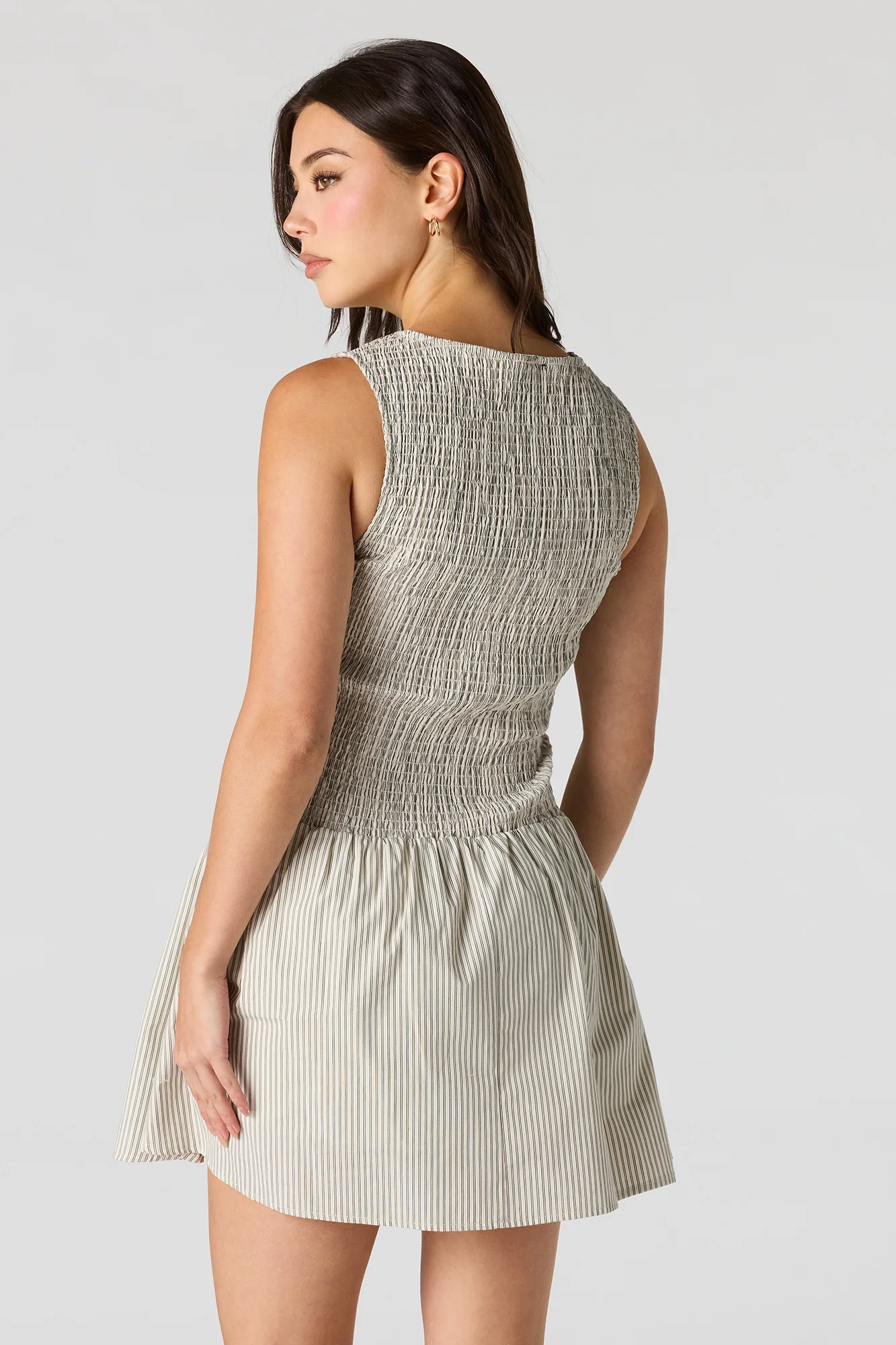 Poplin Smocked Mini Dress - Image 2