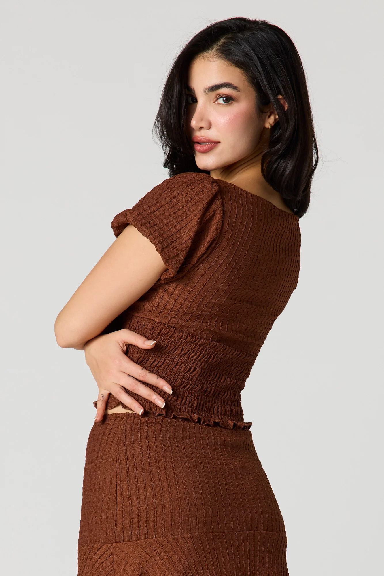 Puckered Puff Sleeve Top - Image 2