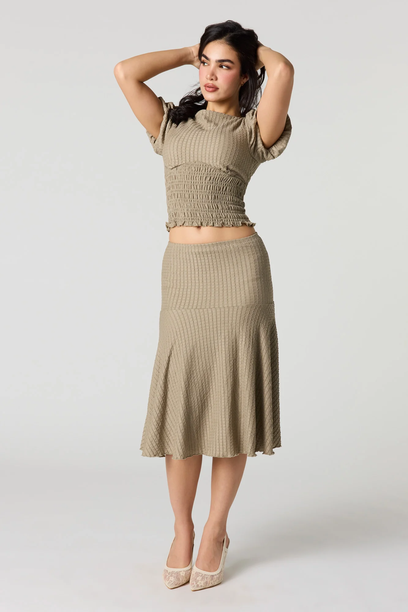 Puckered Flowy Midi Skirt - Image 5