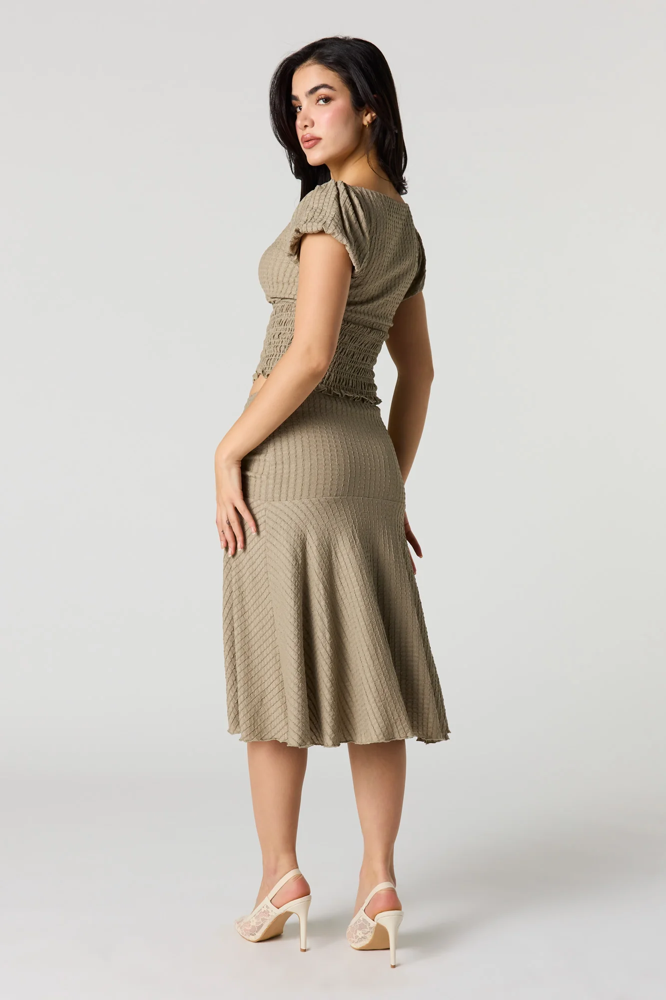 Puckered Flowy Midi Skirt - Image 6