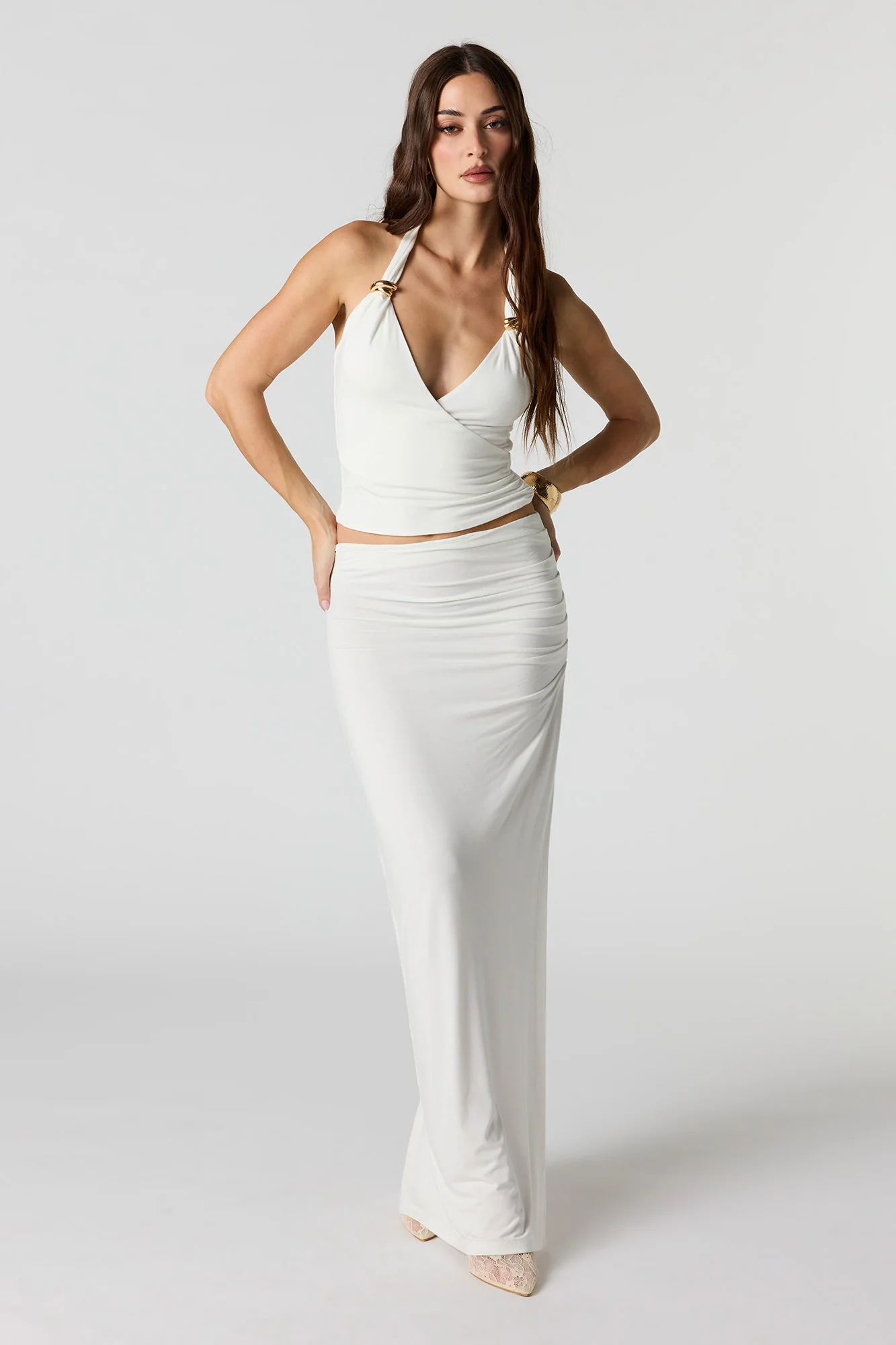 Metal Accent V-Neck Halter Top - Image 3