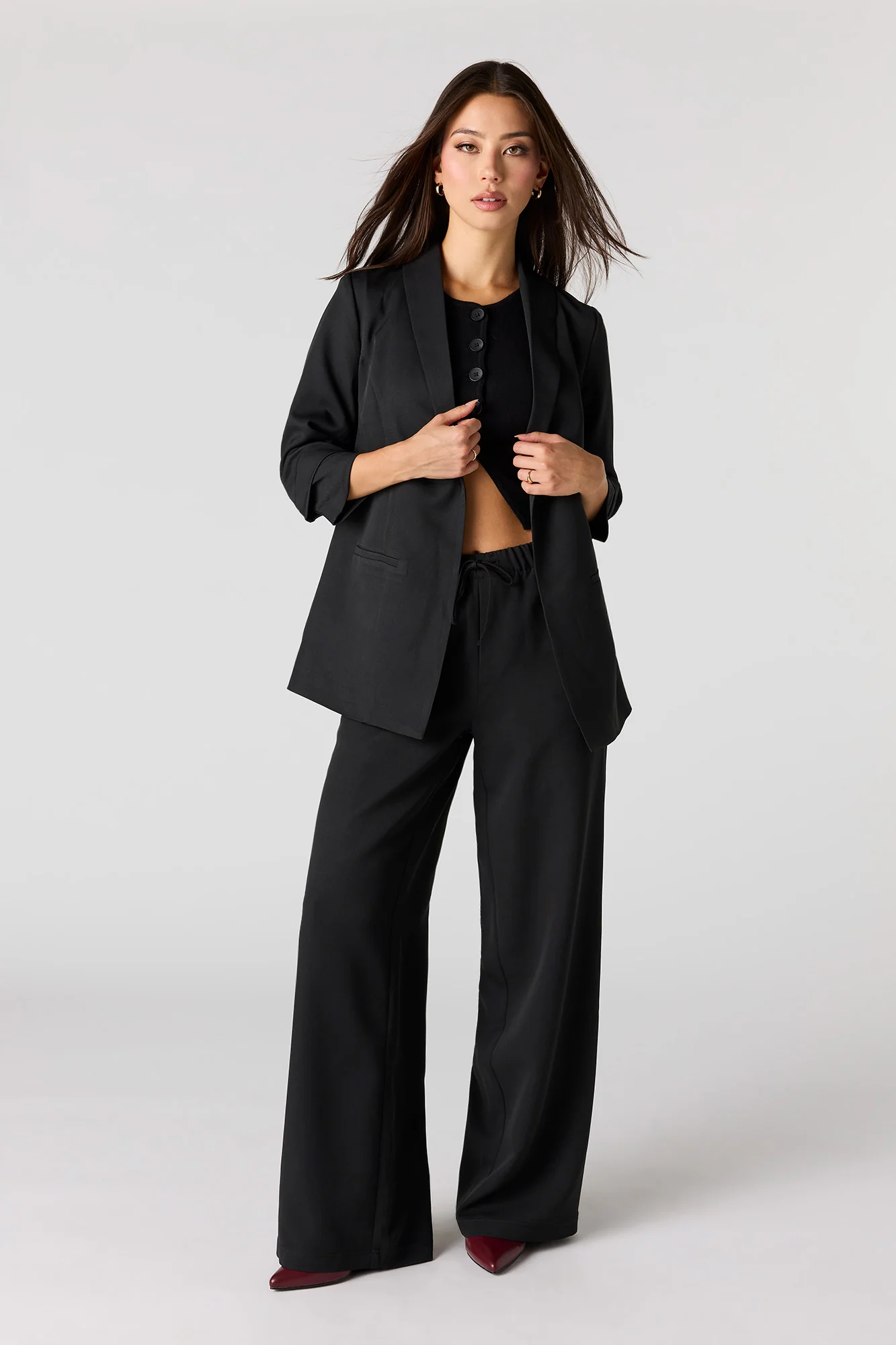 Crepe Scrunch Sleeve Blazer - Image 6