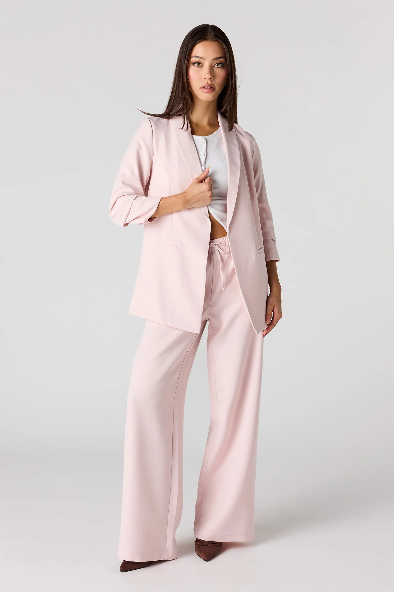 Crepe Scrunch Sleeve Blazer - Image 9