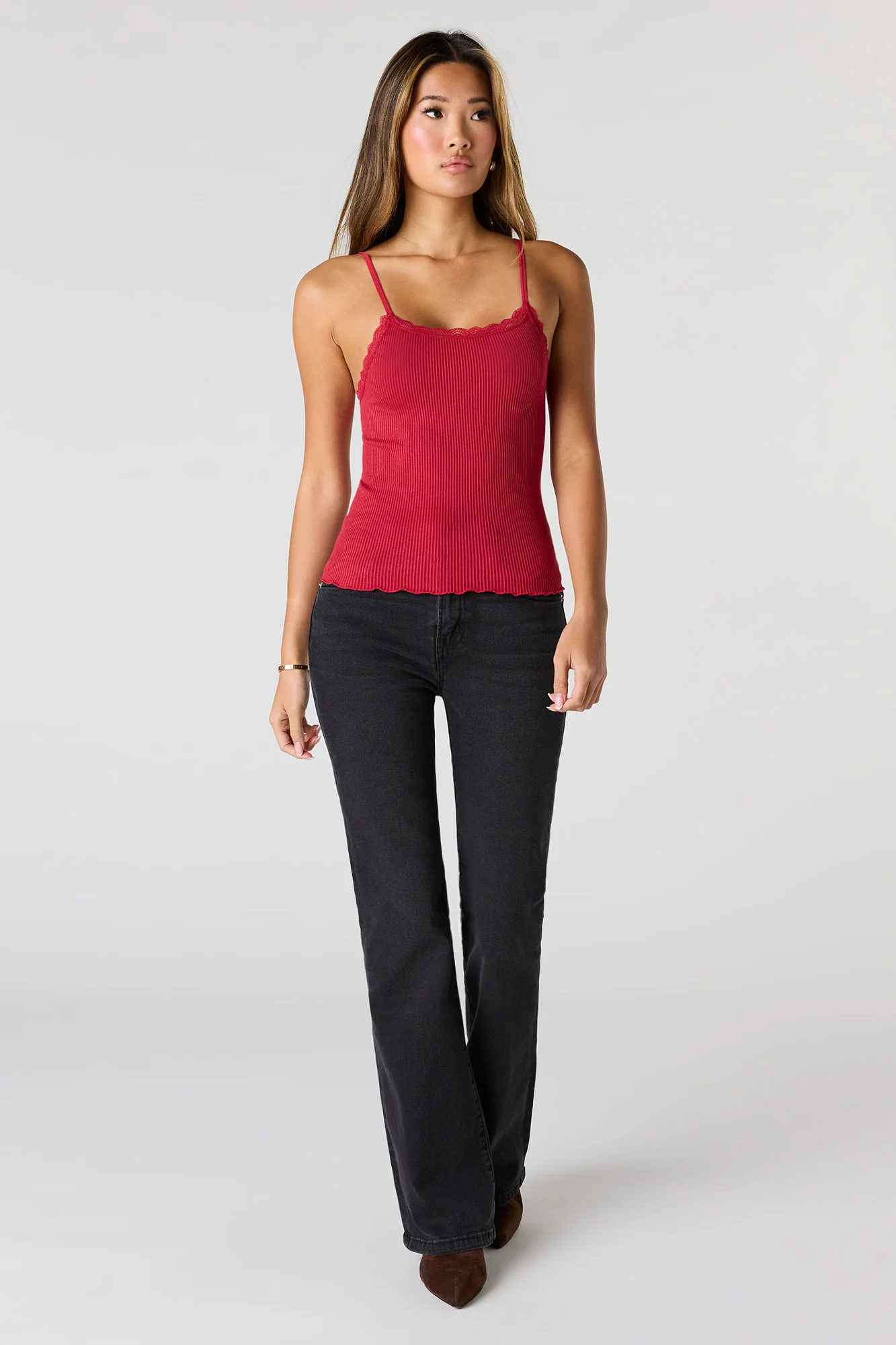 Seamless Ribbed Lace Trim Cami - Image 15