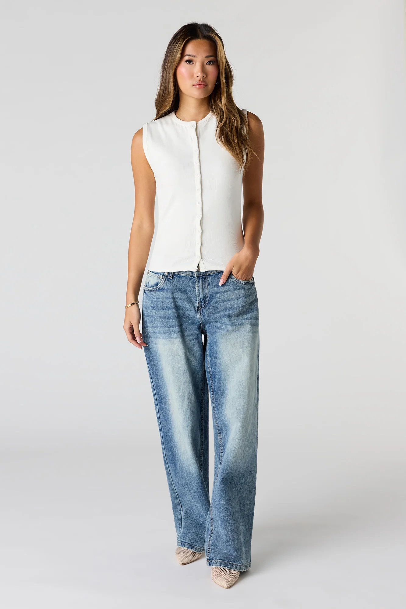 Ribbed Button Front Tank - Image 12