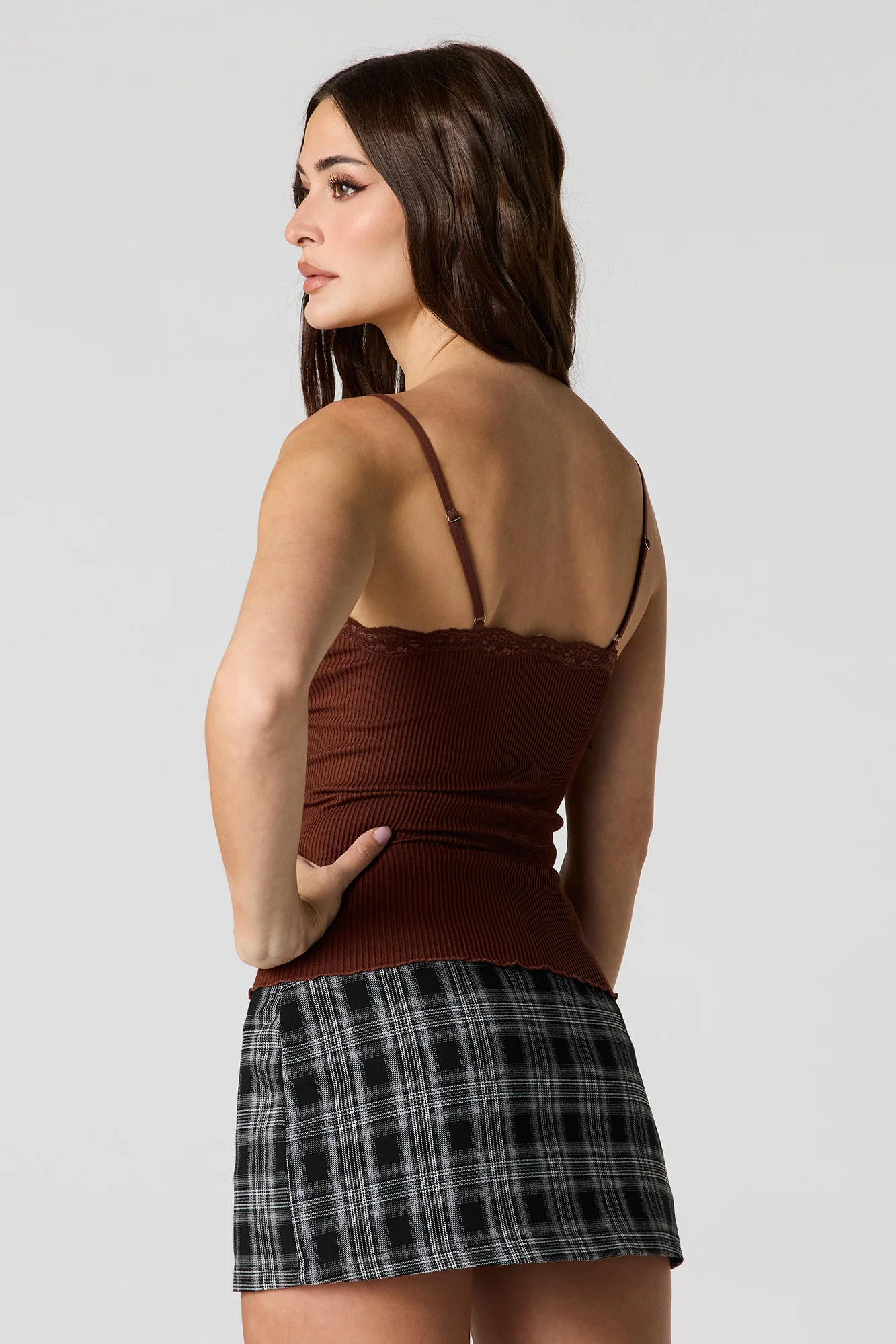 Seamless Ribbed Lace Trim Cami - Image 14