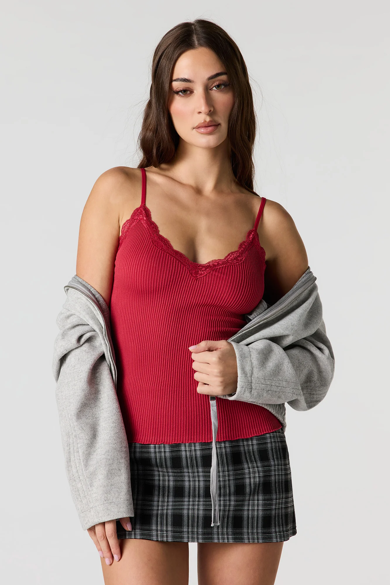 Seamless Ribbed Lace Trim Cami - Image 19