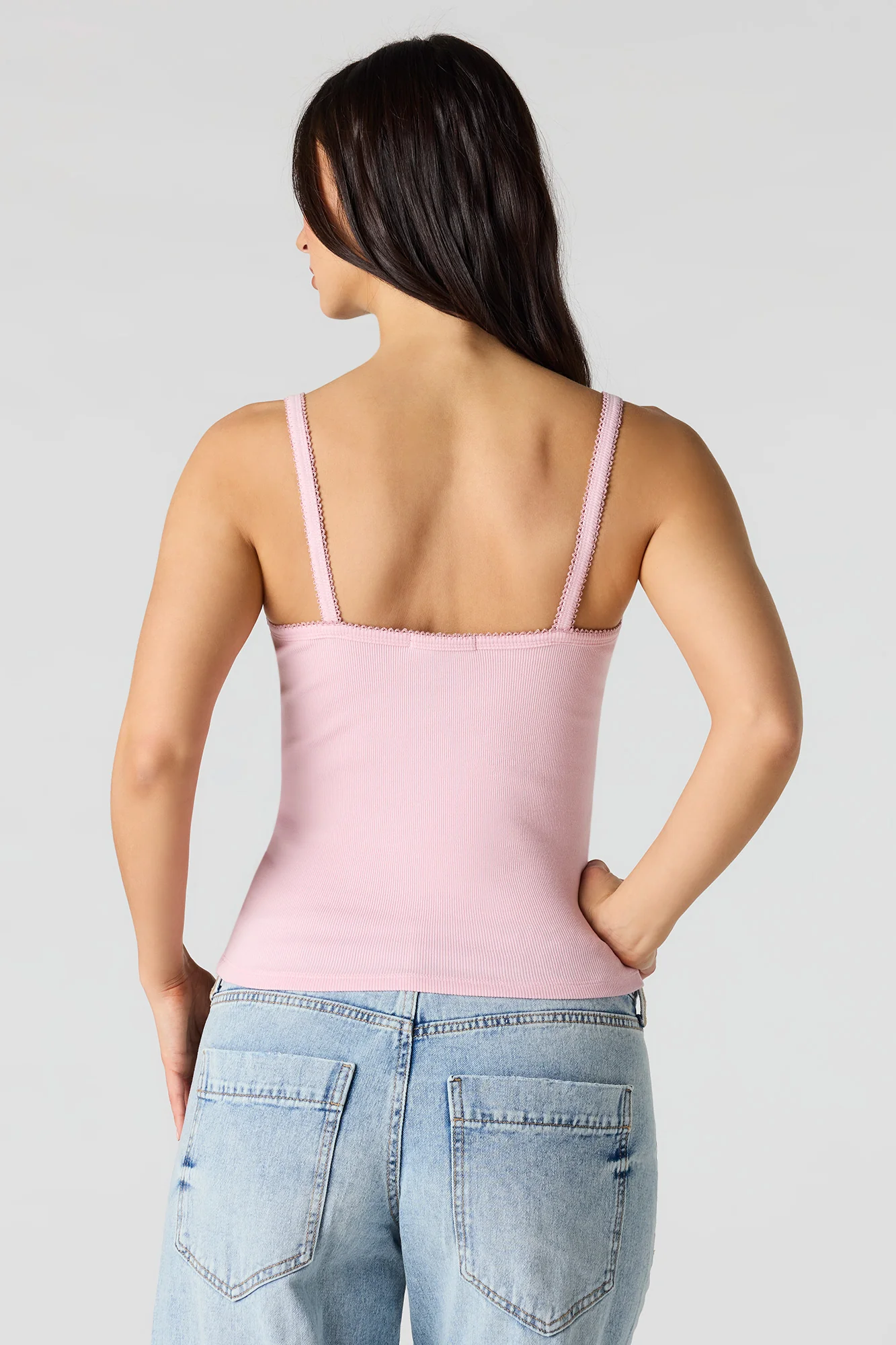 Ribbed Lace Trim Tank - Image 2