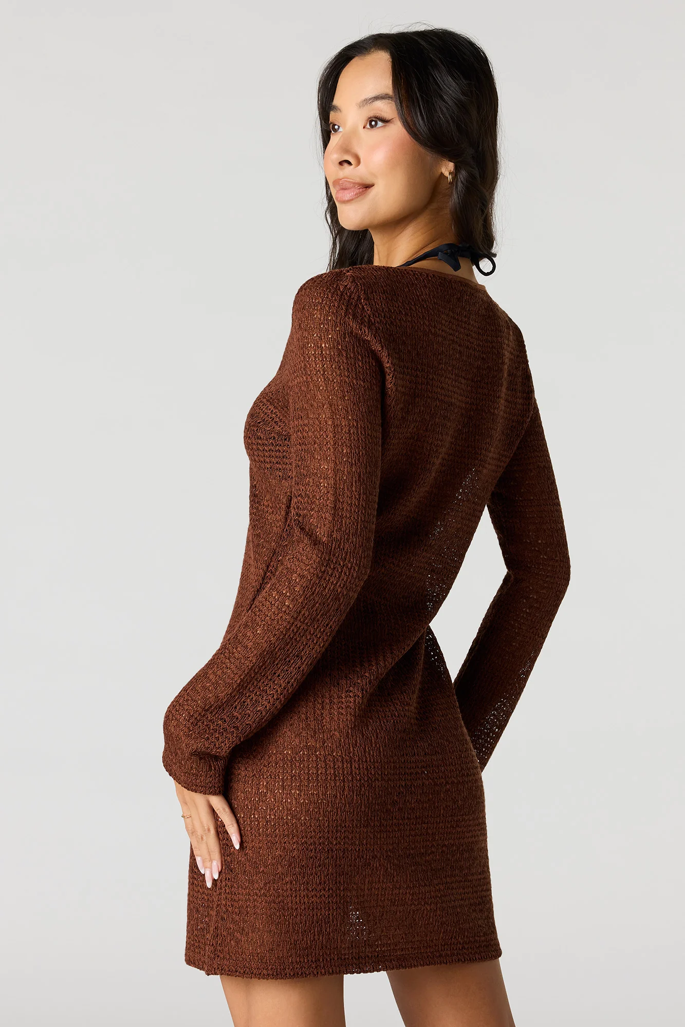 Crochet Long Sleeve Dress Swim Cover Up - Image 10