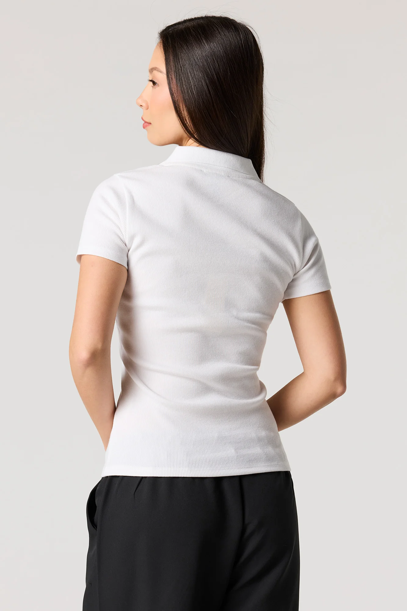 Ribbed Short Sleeve Polo Top - Image 11