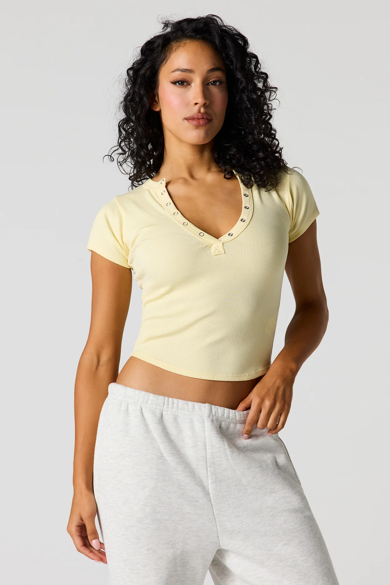 Ribbed Henley Baby Tee - Image 16