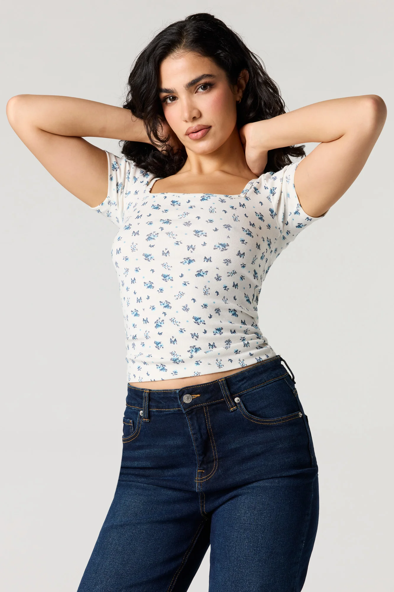 Square Neck Short Sleeve Top