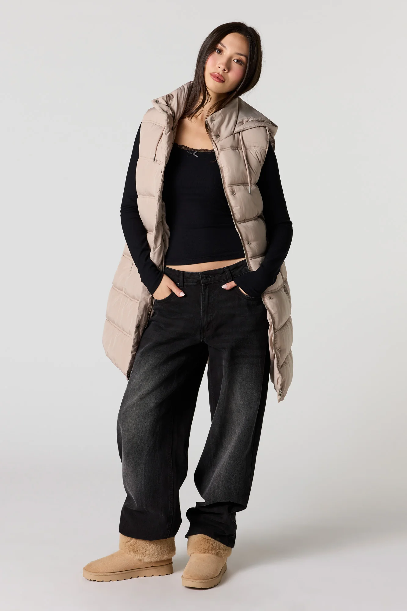 Long Line Hooded Puffer Vest