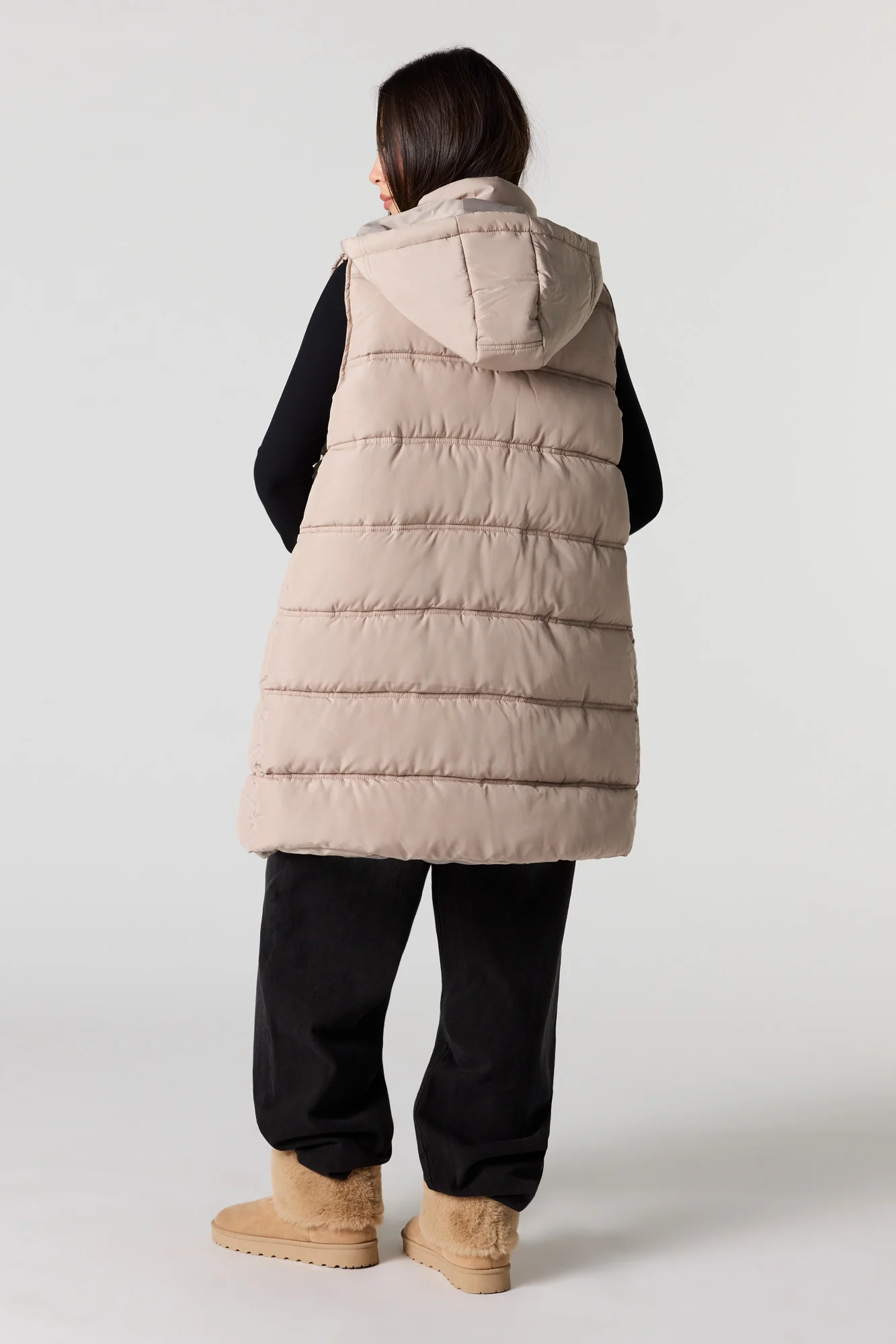 Long Line Hooded Puffer Vest - Image 2