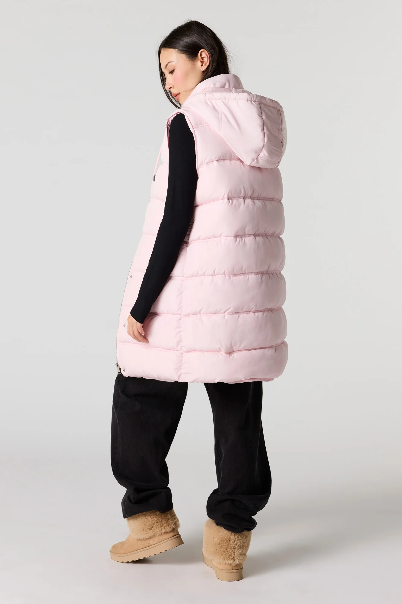 Long Line Hooded Puffer Vest - Image 8