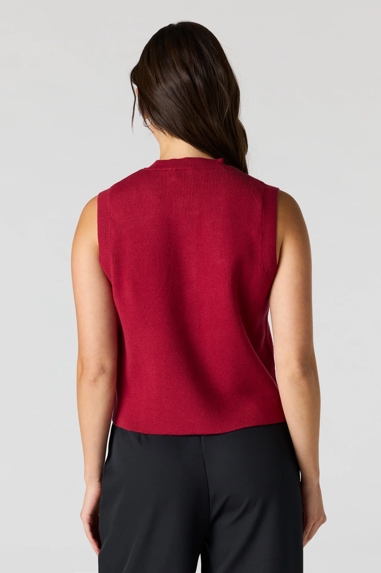 Ribbed Knit Button Front Vest Top - Image 11