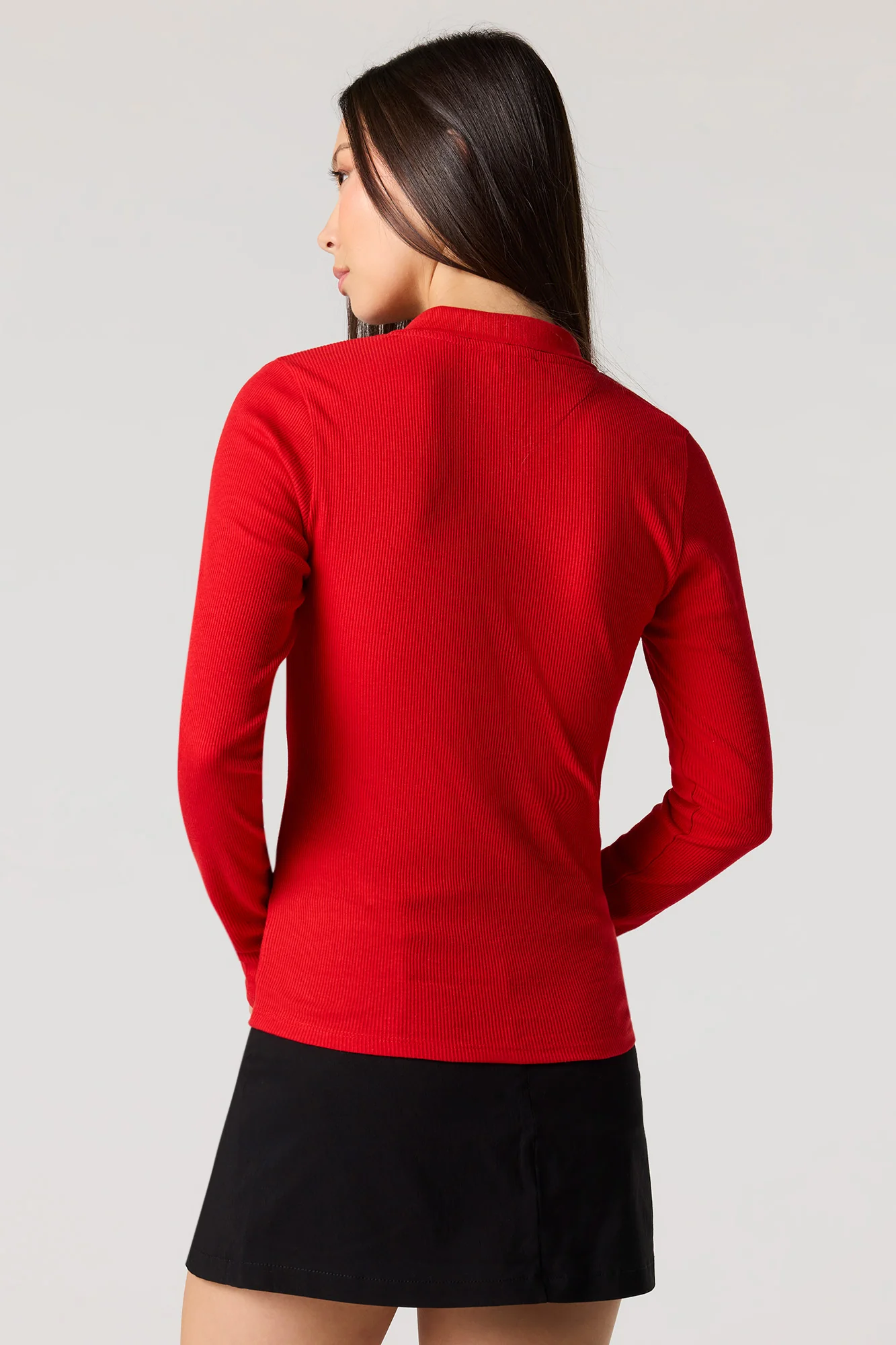 Ribbed Collared Long Sleeve Top - Image 14