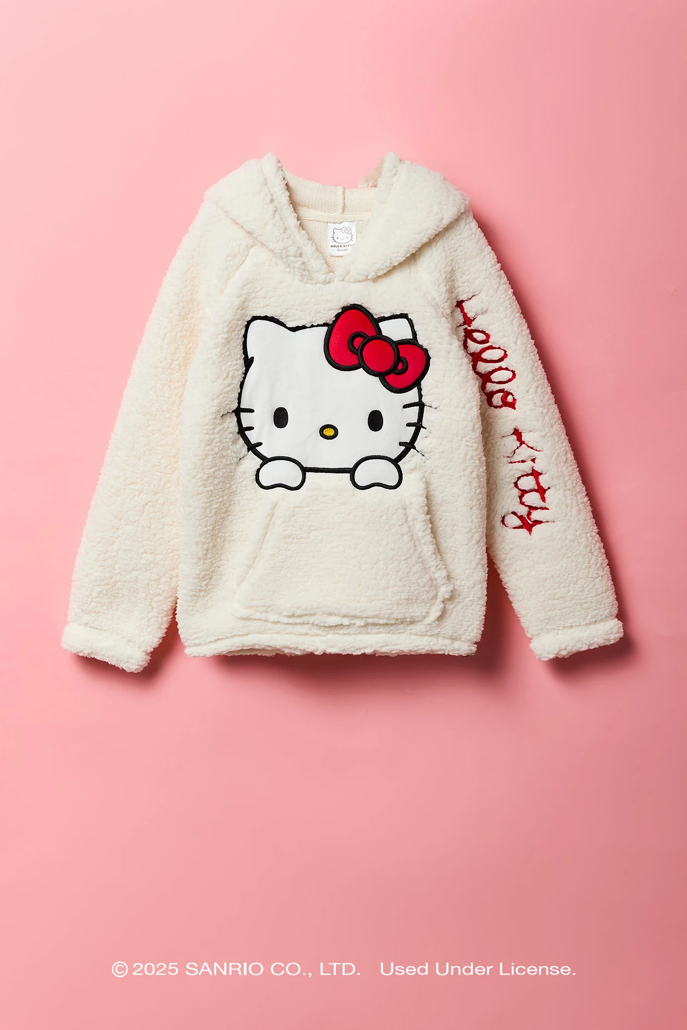 Hello Kitty® Girls Embroidered Sherpa 3D Hoodie - Image 2