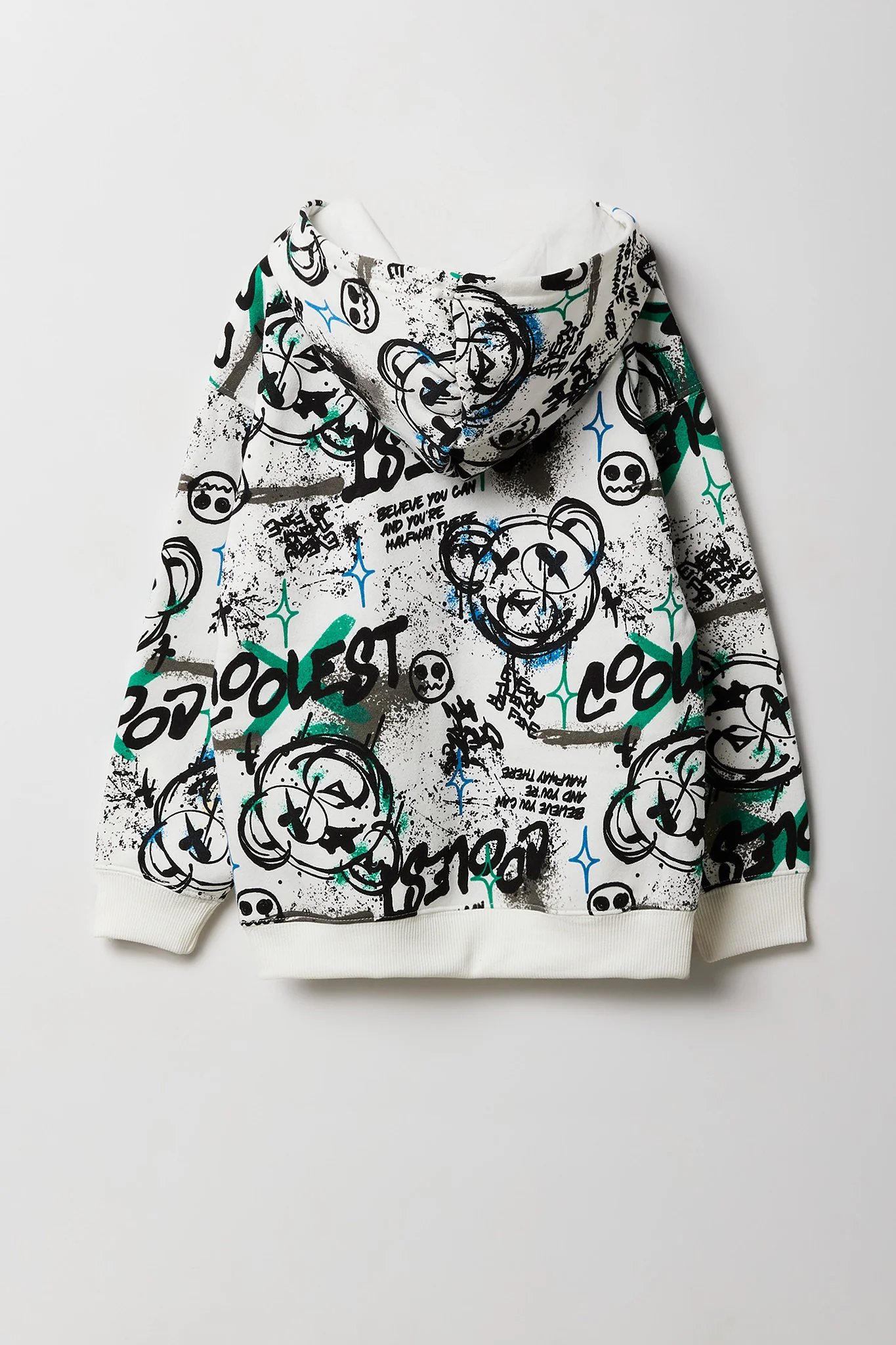 Kids Graffiti Print Fleece Hoodie - Image 6
