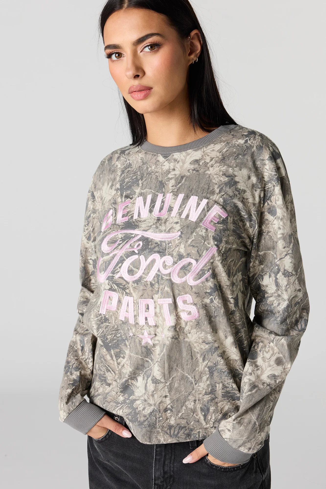 Ford Embroidered Camo Long Sleeve Fleece Top