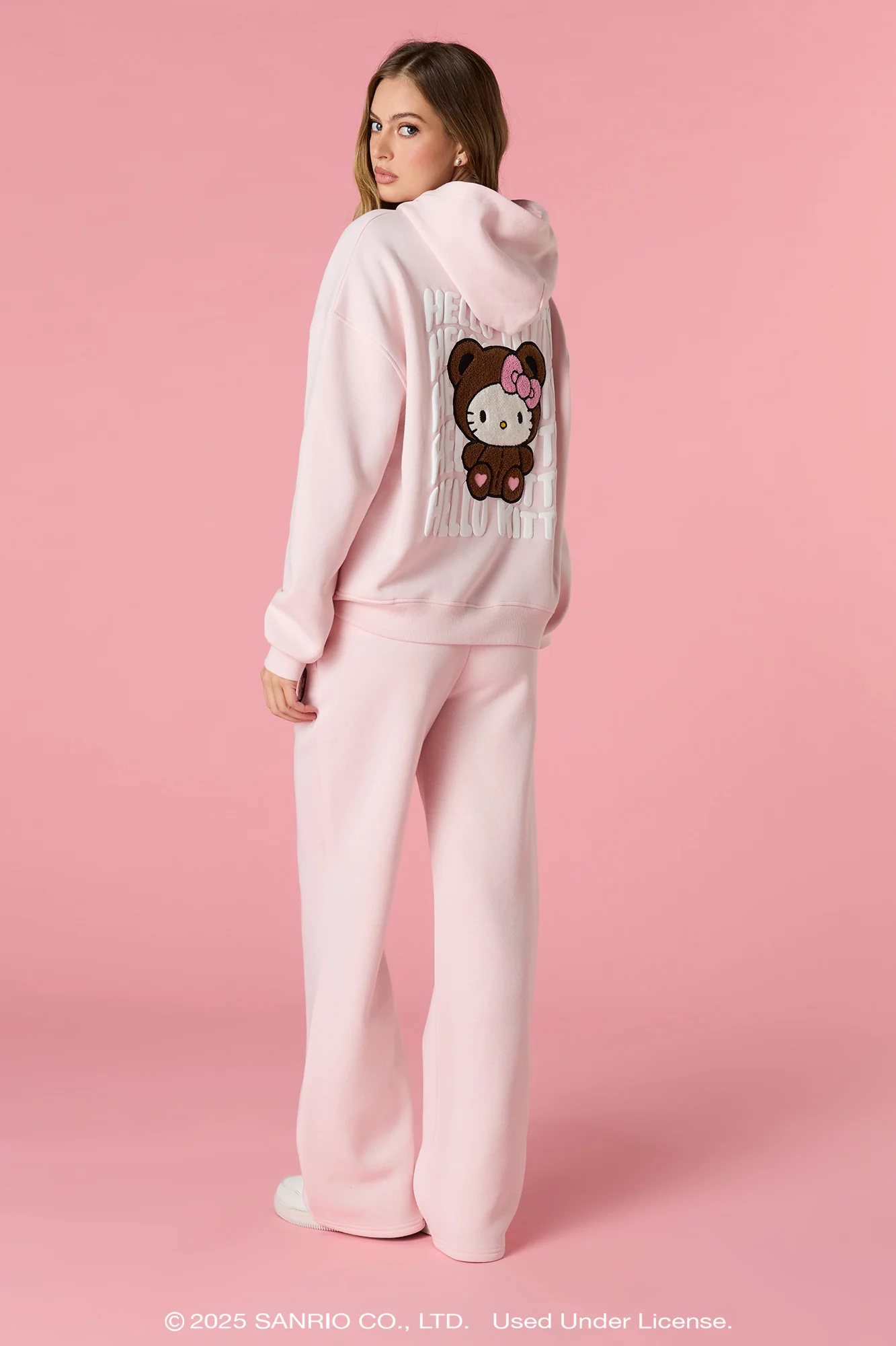 Hello Kitty® Chenille Embroidered Fleece Wide Leg Sweatpant - Image 3