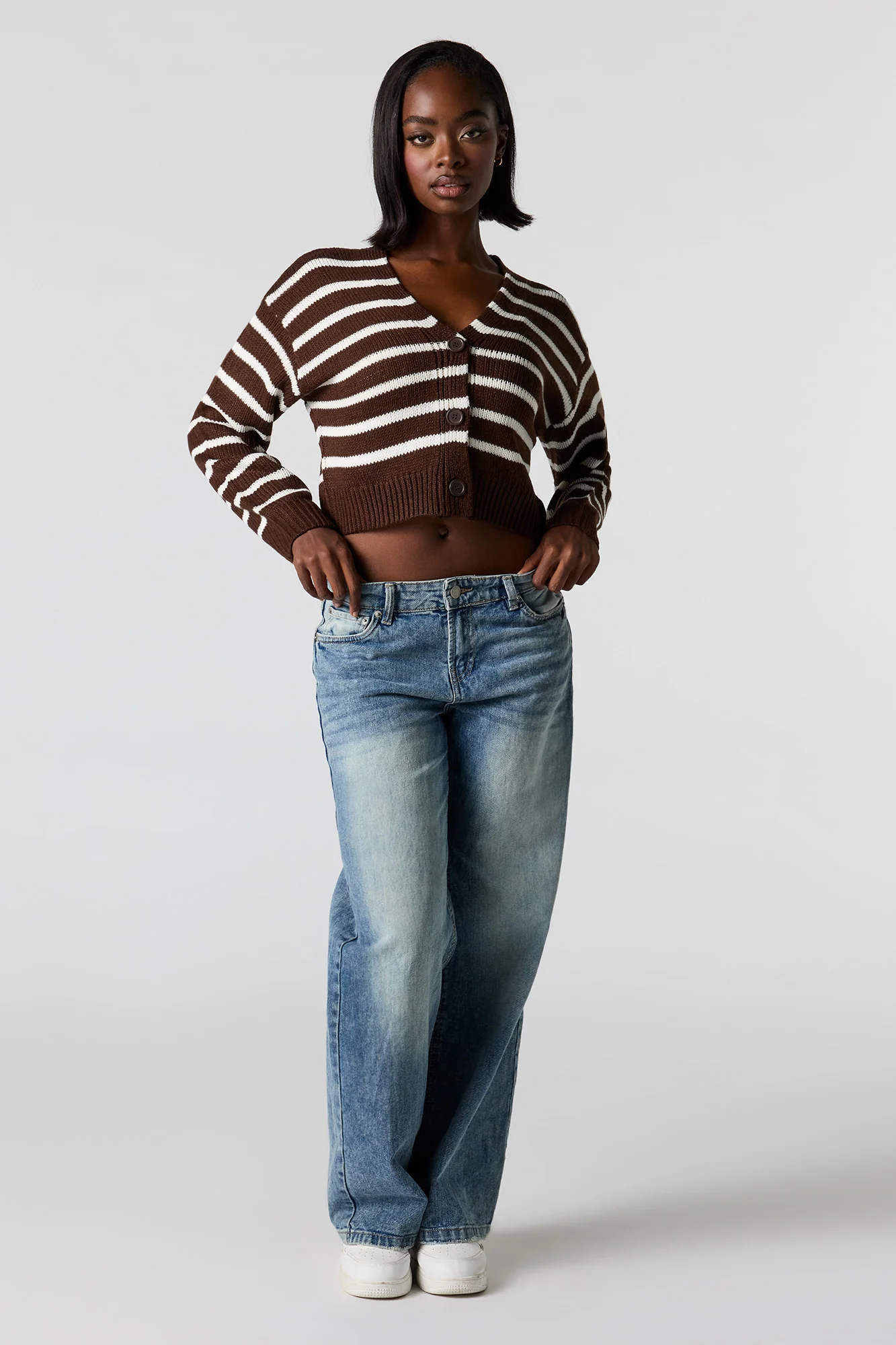 Striped Knit Button-Up Cardigan - Image 3