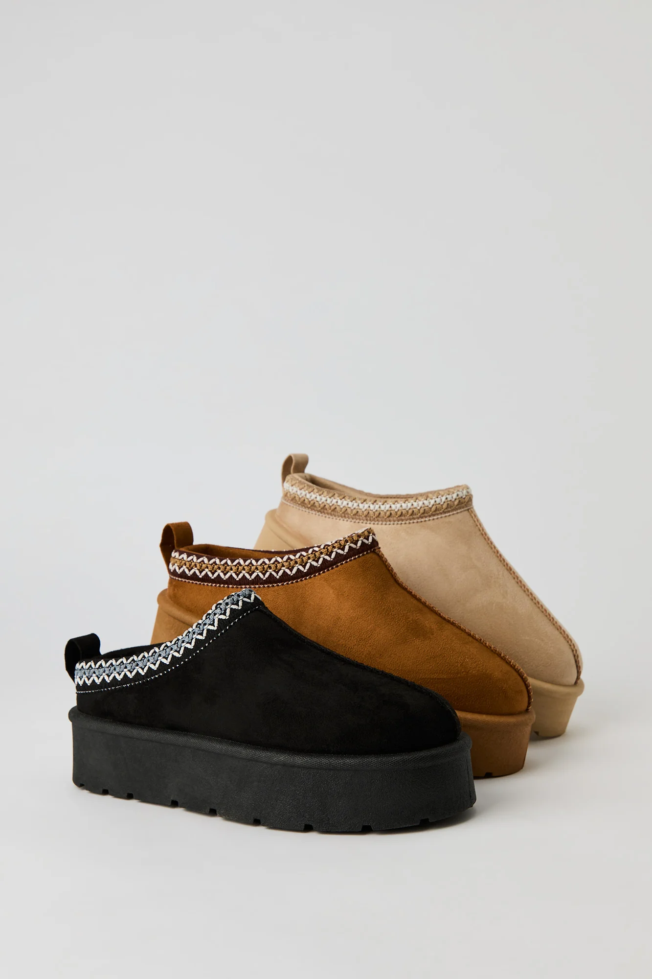 Faux Suede Embroidered Platform Booties - Image 4