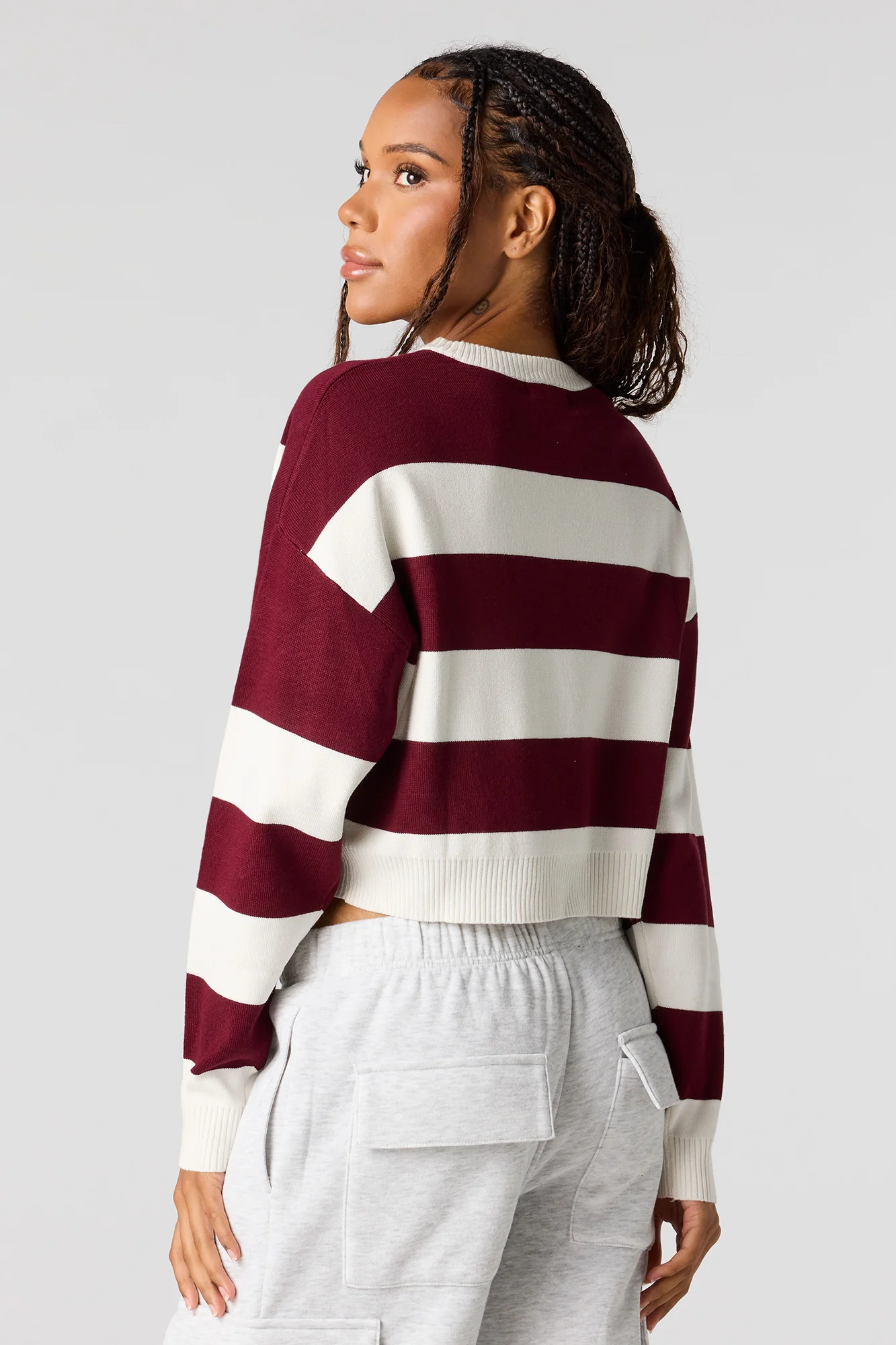 Striped Knit Boxy Sweater - Image 8