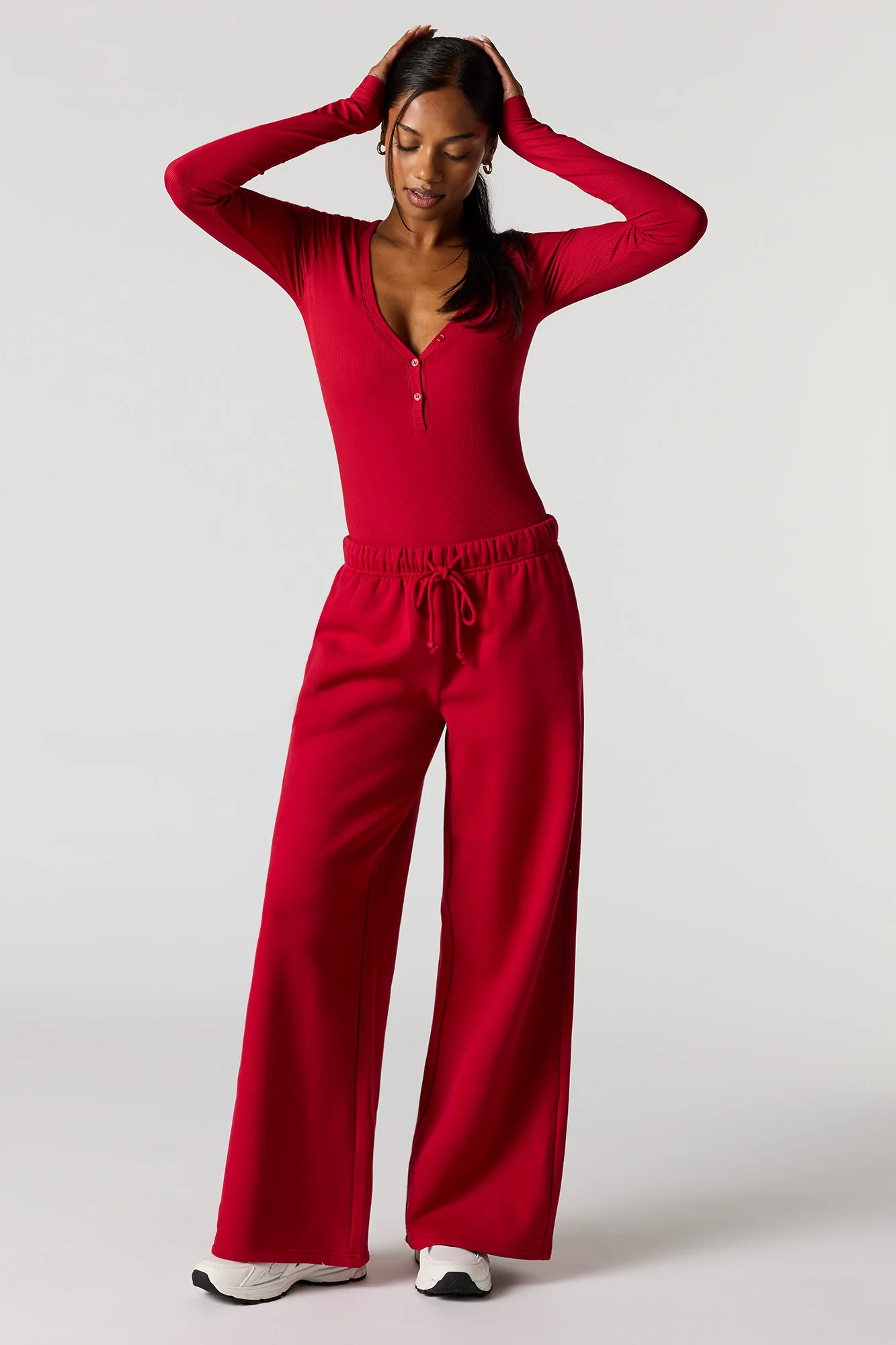 Contour Ribbed Long Sleeve Henley Bodysuit - Image 3