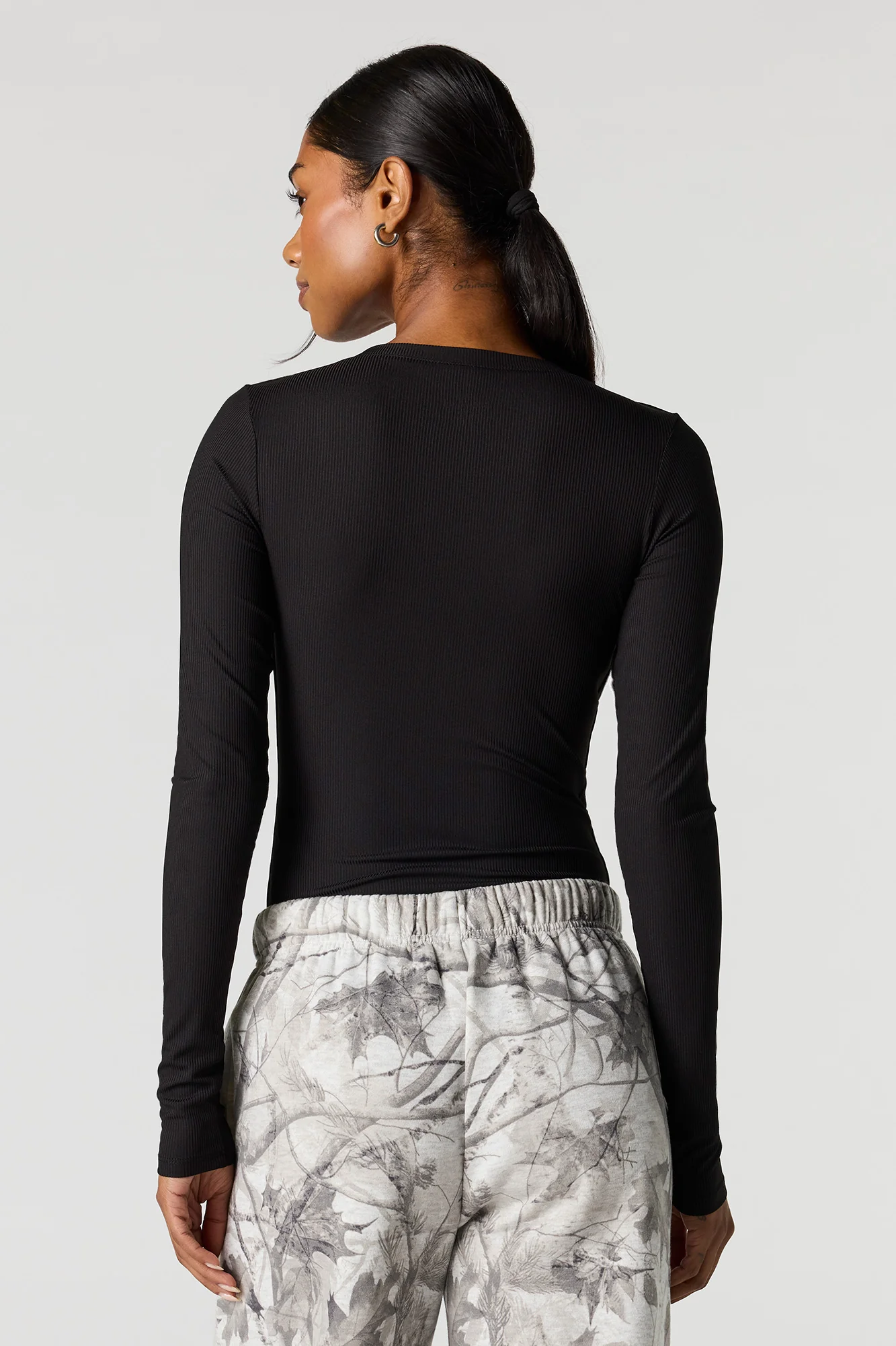 Contour Ribbed Long Sleeve Henley Bodysuit - Image 7