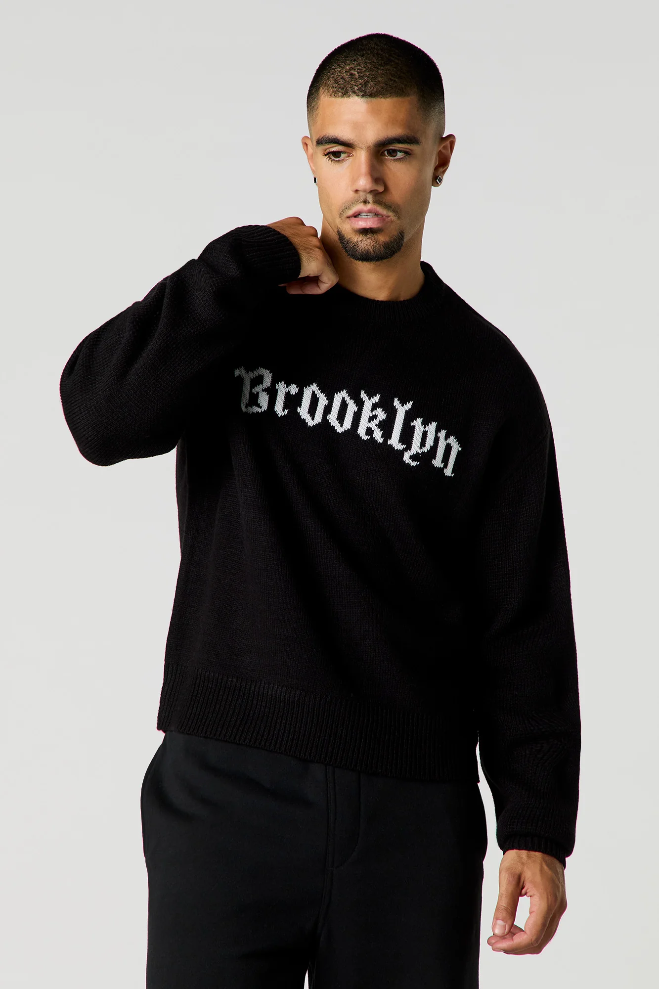City Jacquard Knit Boxy Sweater - Image 4