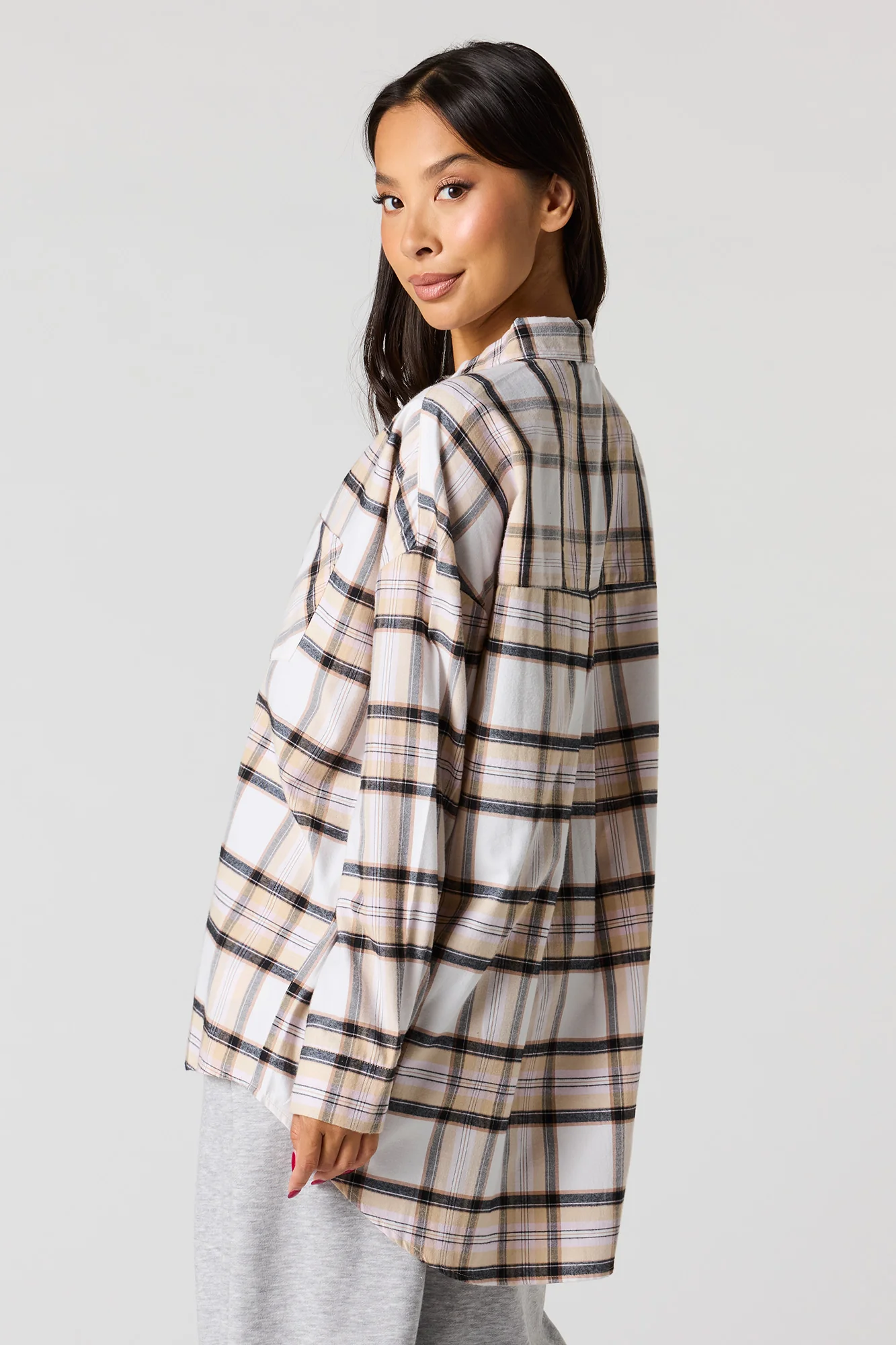Plaid Flannel Button-Up Top - Image 11