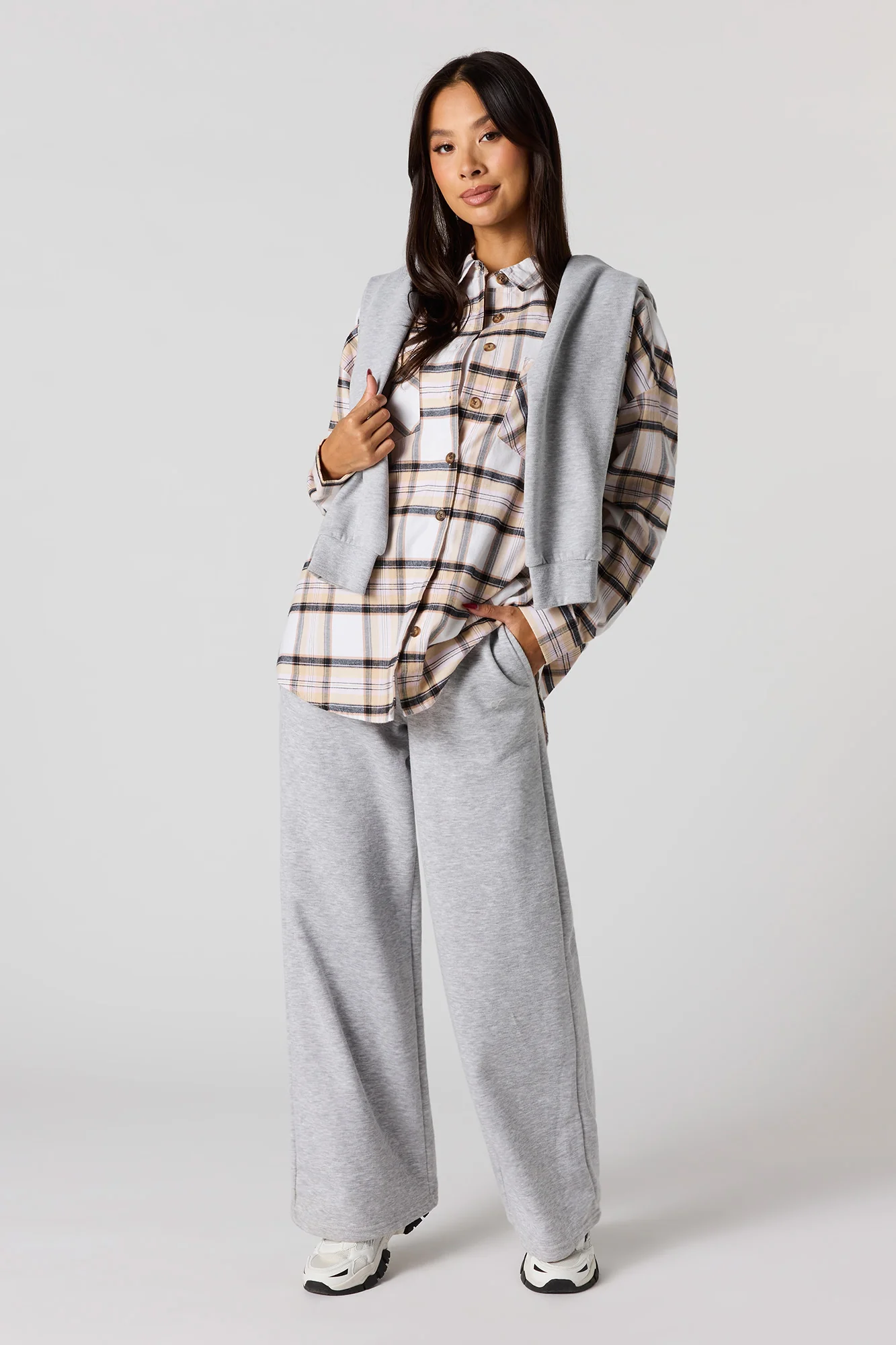 Plaid Flannel Button-Up Top - Image 12