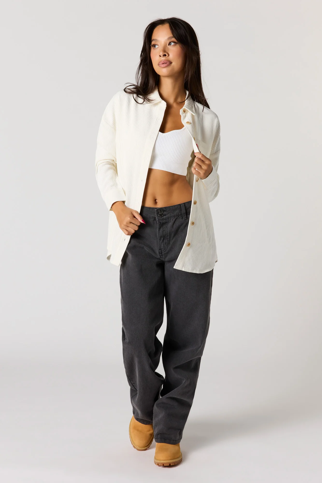 Corduroy Button-Up Collared Top - Image 10