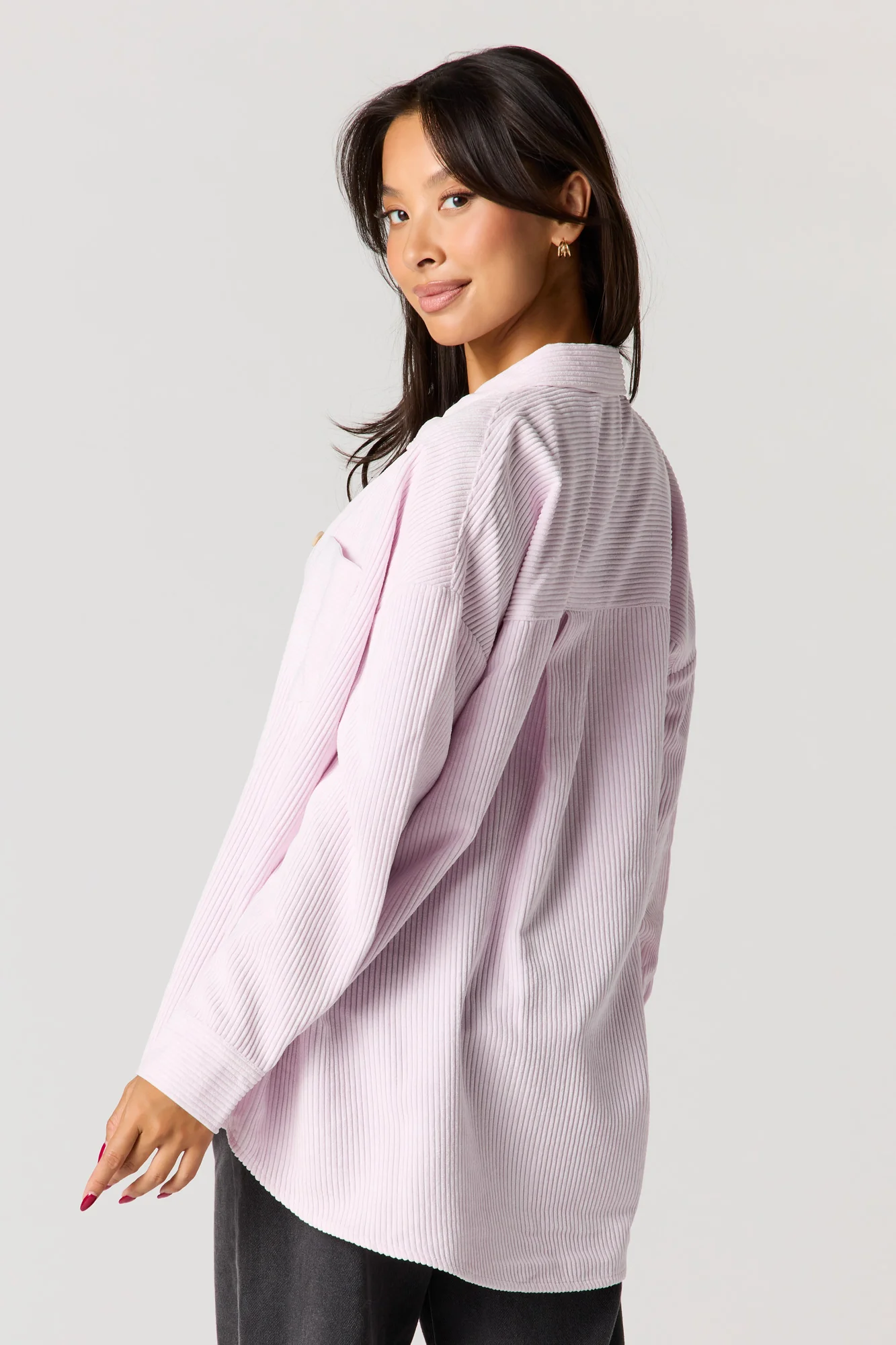 Corduroy Button-Up Collared Top - Image 15