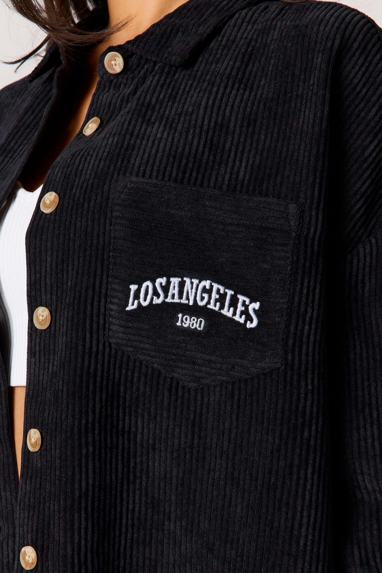 Corduroy Button-Up Collared Top - Image 7