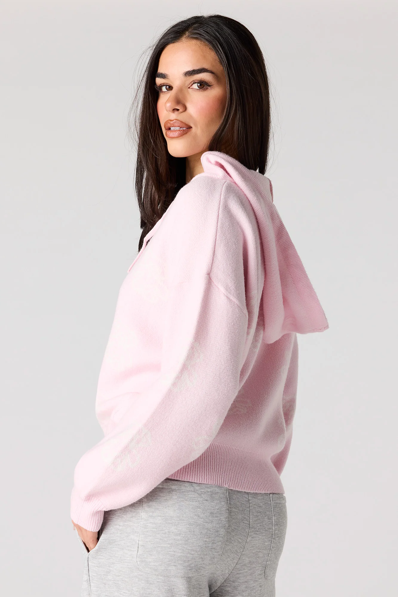 Jacquard Knit Hoodie Sweater - Image 11
