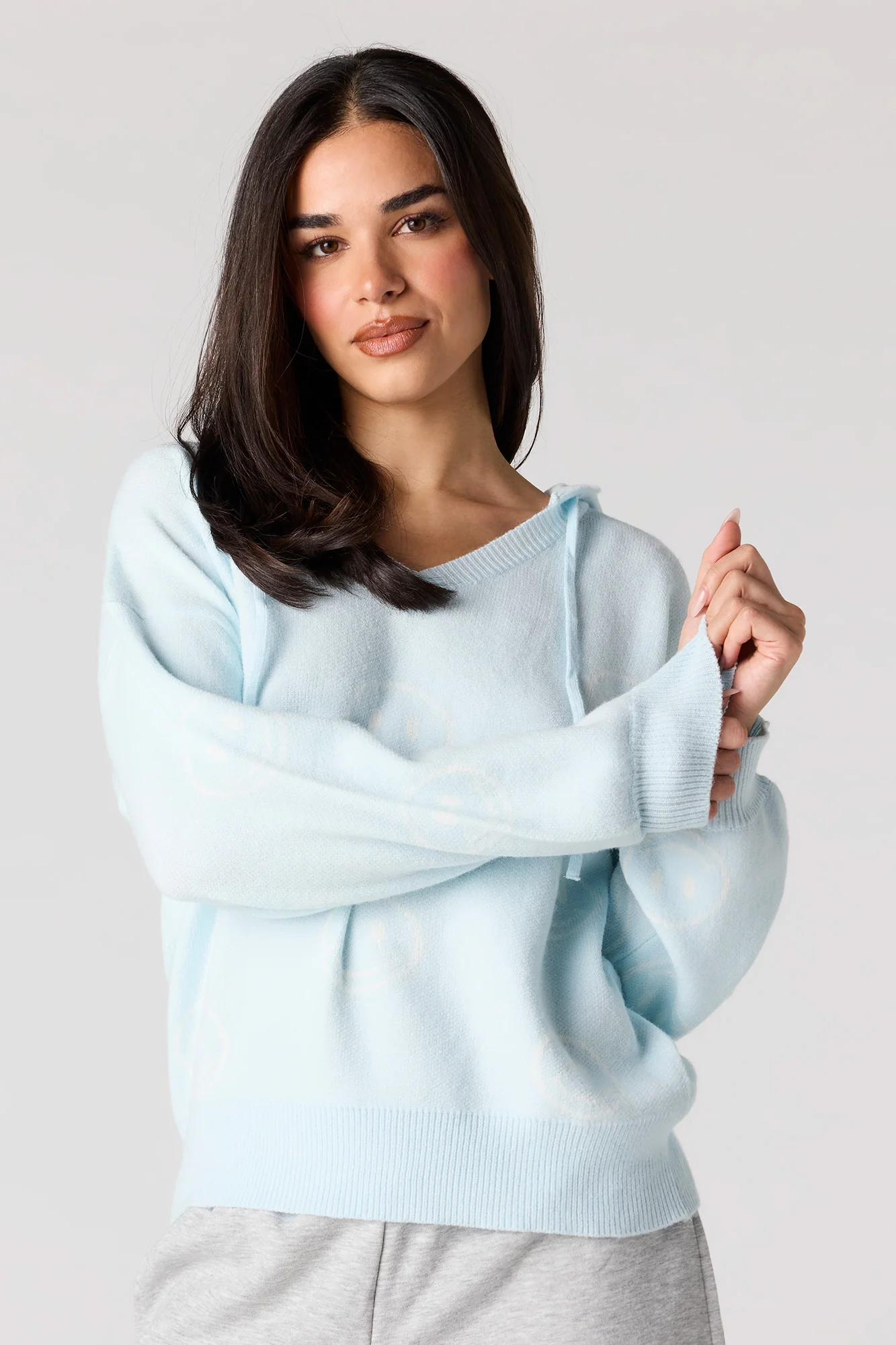 Jacquard Knit Hoodie Sweater - Image 7