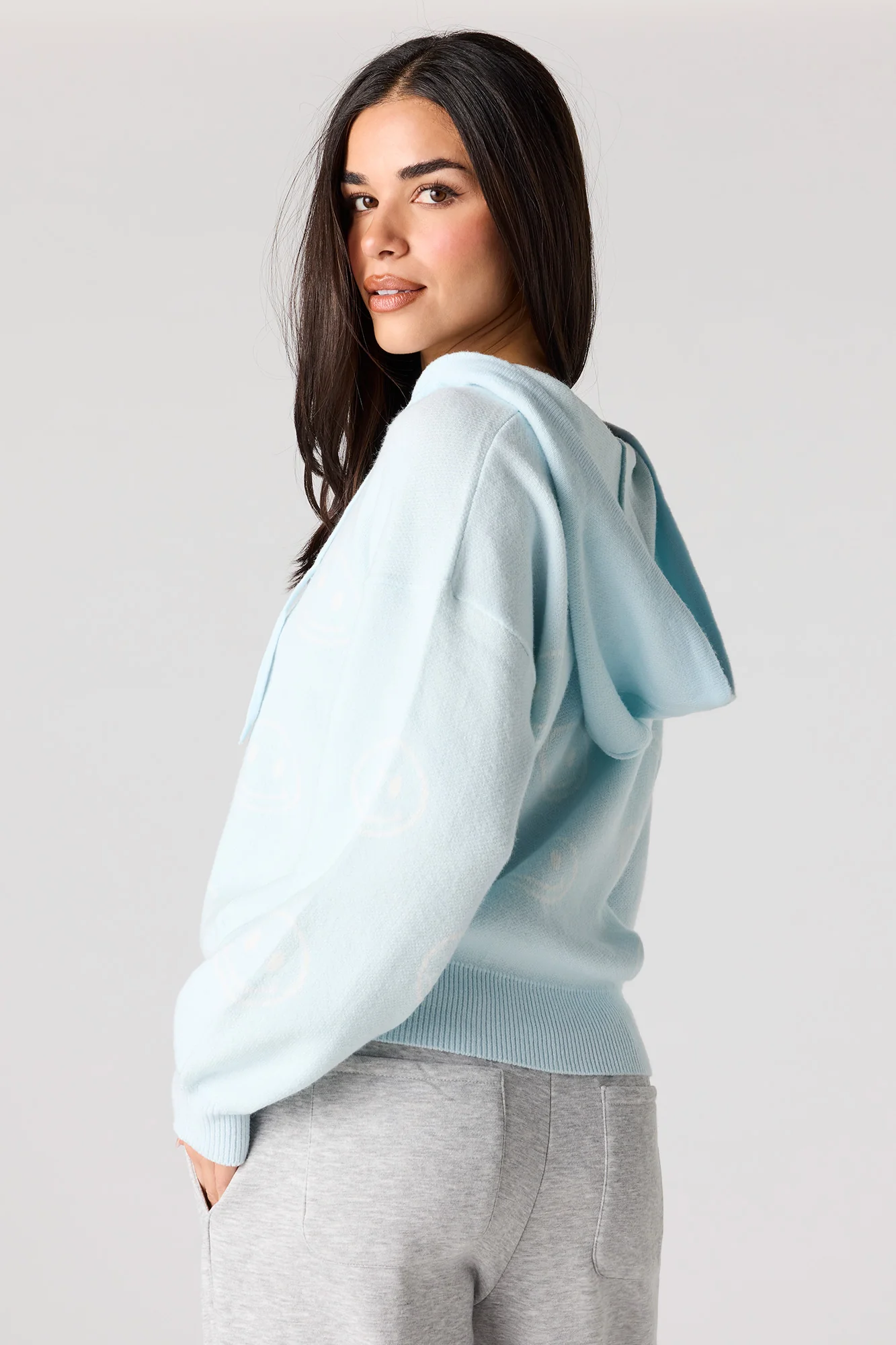 Jacquard Knit Hoodie Sweater - Image 8