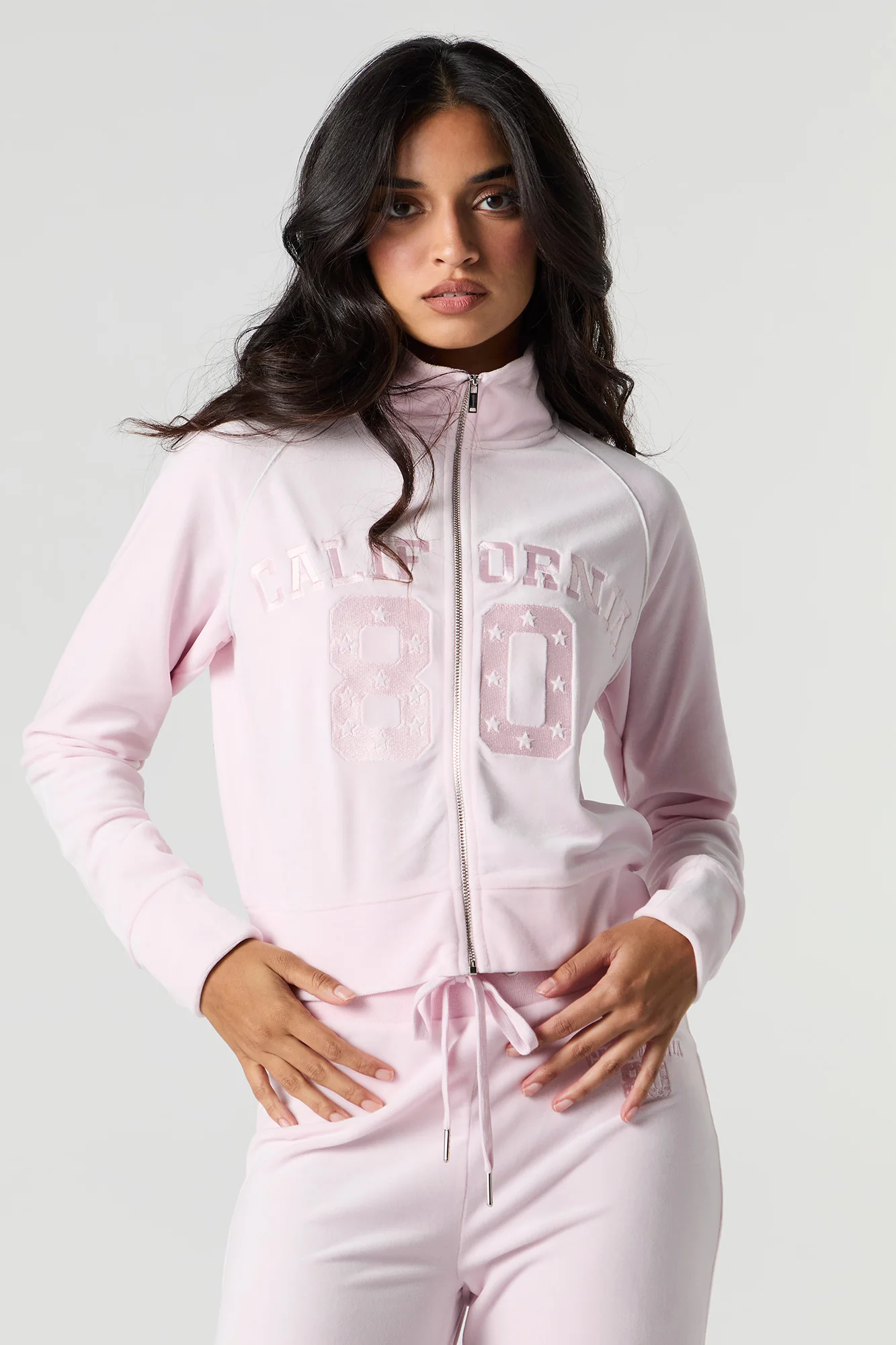 Embroidered Velour Zip-Up Sweater - Image 4